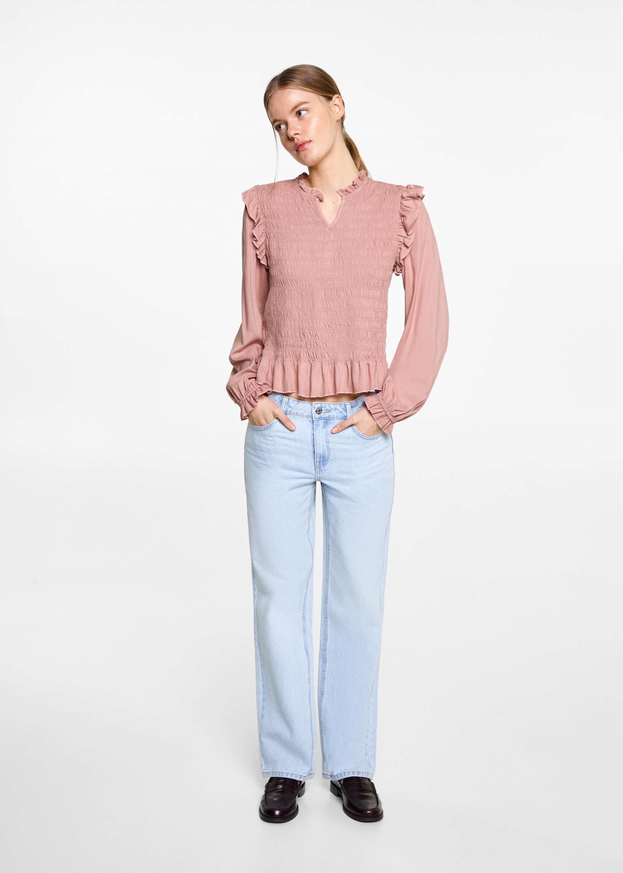 Brusa frunzida volants - Pla general, Rosa pastel. Ref: 87042537-00.