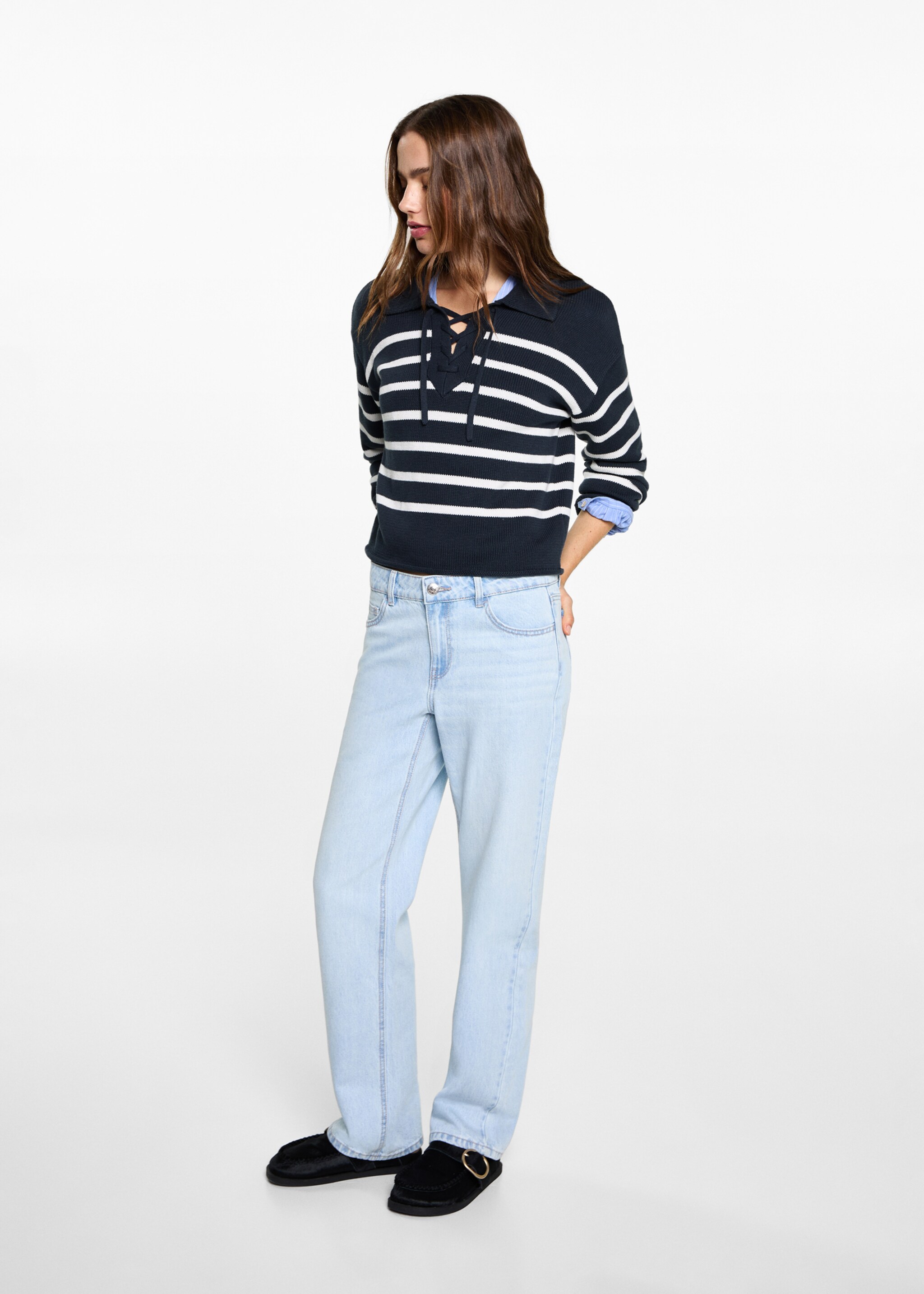 Striped polo-neck sweater - General plane, Blue. Ref: 87042538-00.