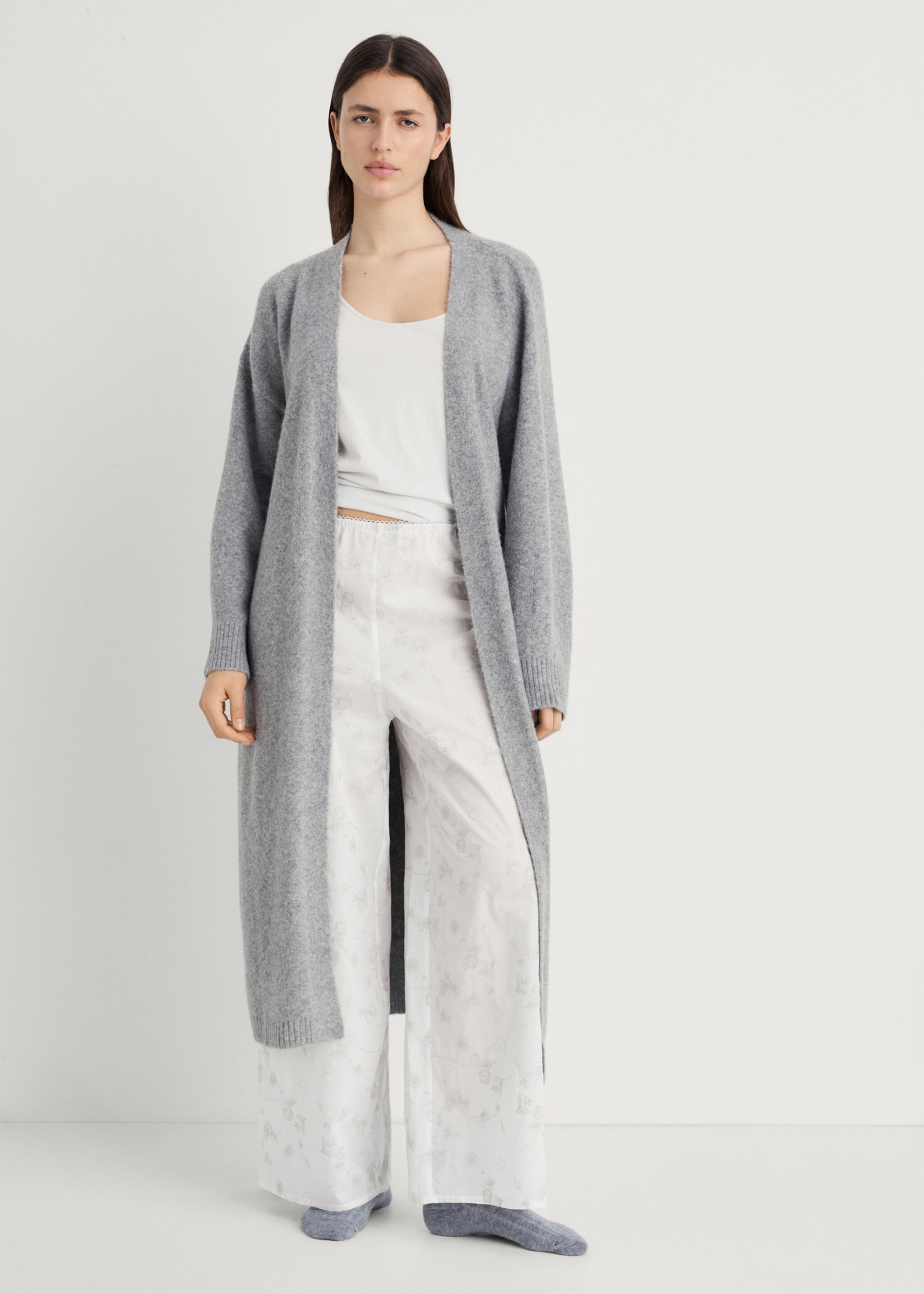 Embroidered pyjama trousers - General plane, White. Ref: 87042898-00.