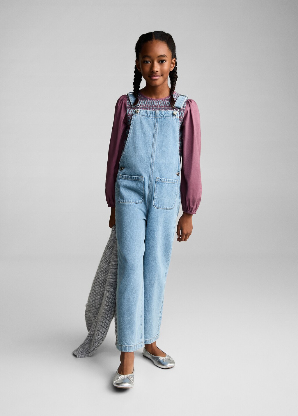 Long denim dungarees - Girls | MANGO OUTLET USA
