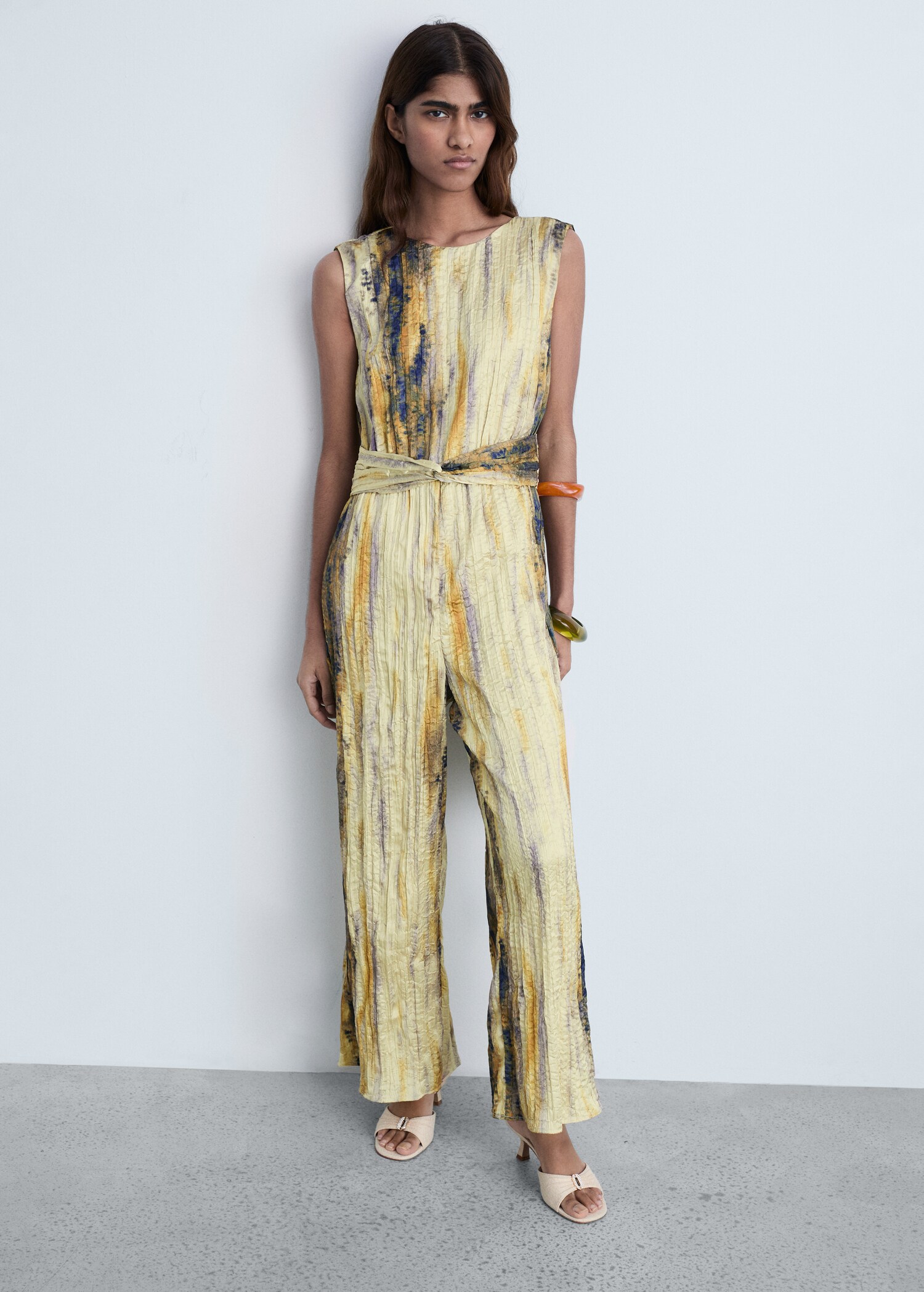 Long satin textured jumpsuit - General plane