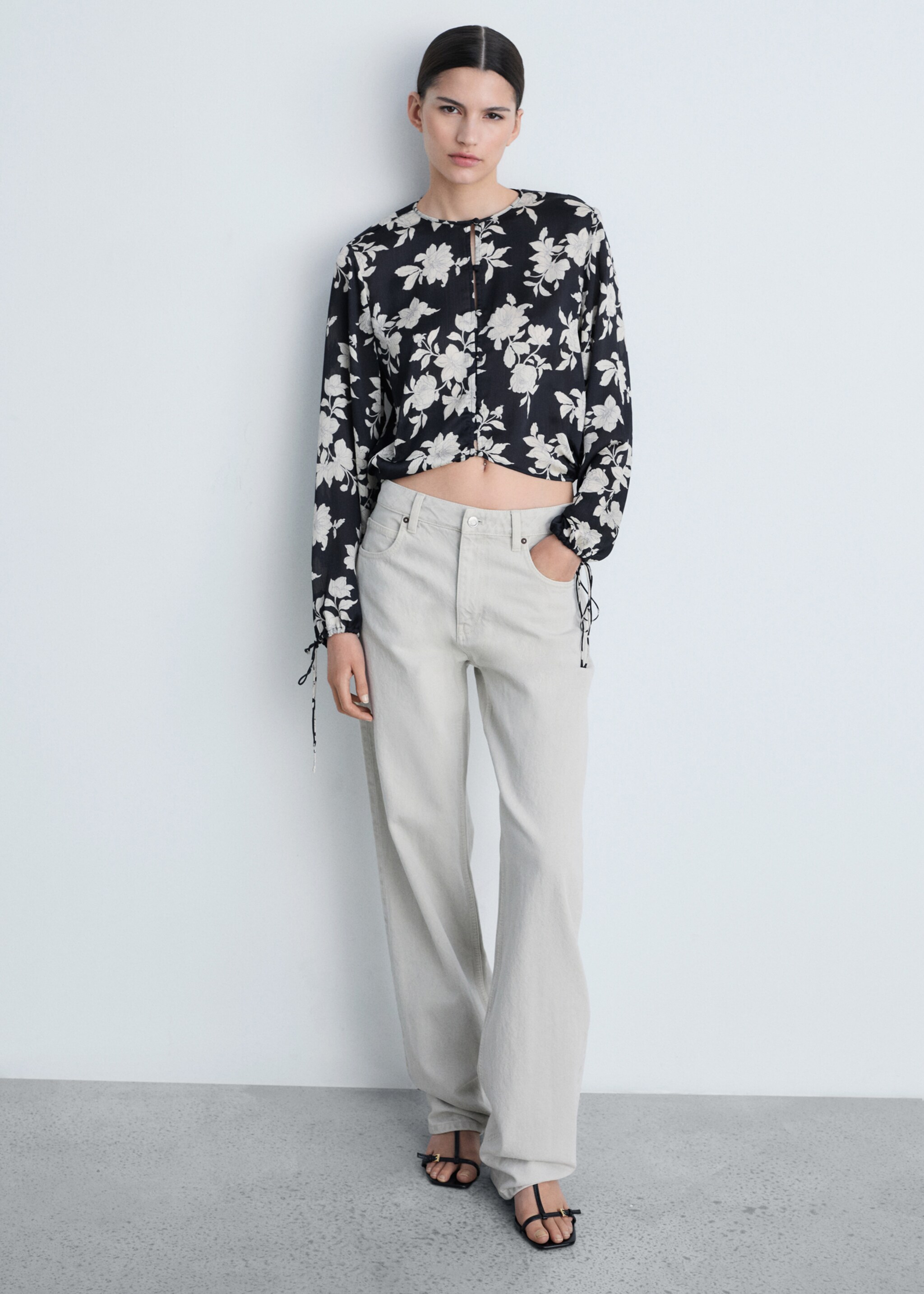 Floral print blouse - General plane, Black. Ref: 87044070-00.