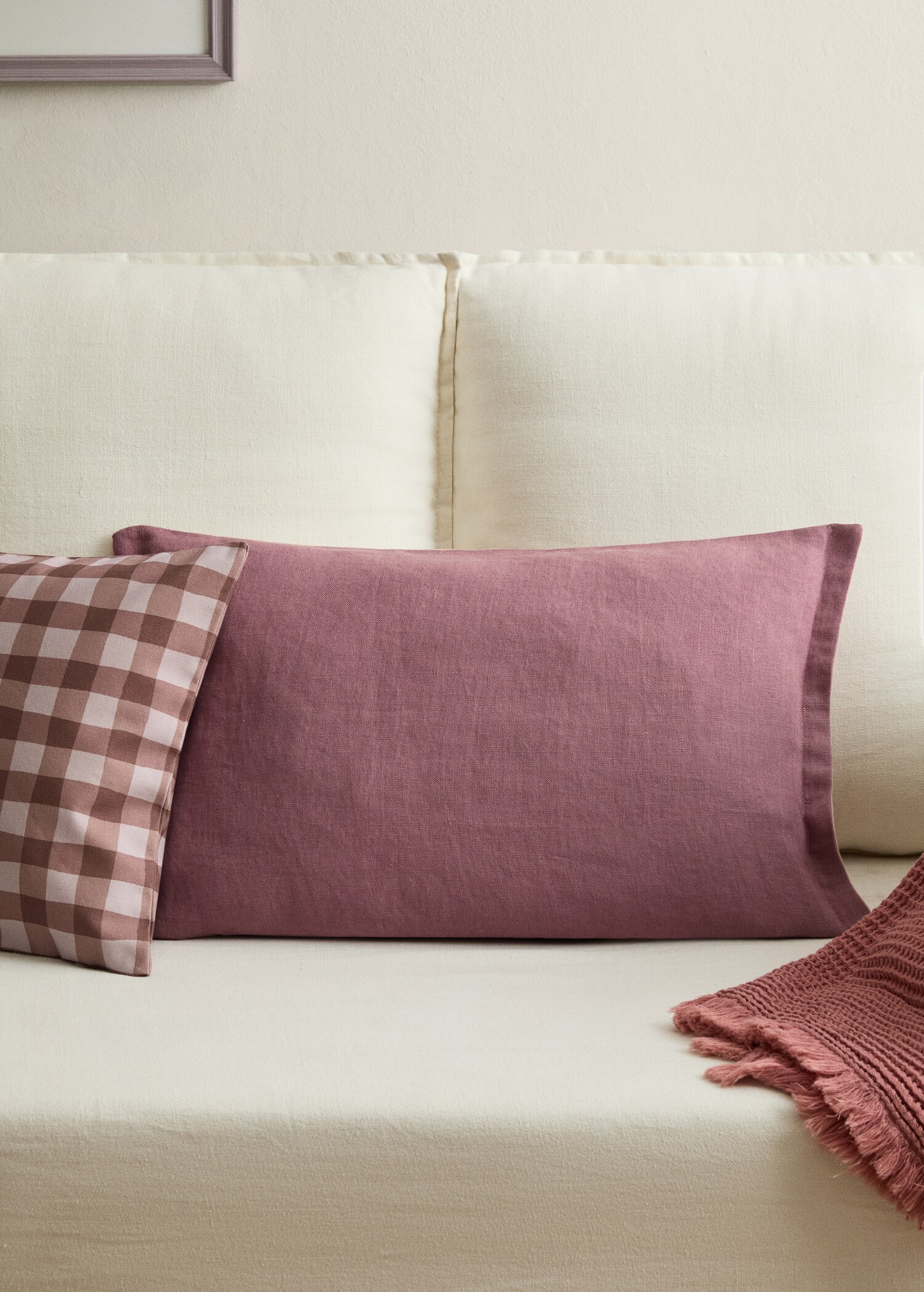 Tvåfärgat kuddfodral i linne 40x60cm - Allmän bild