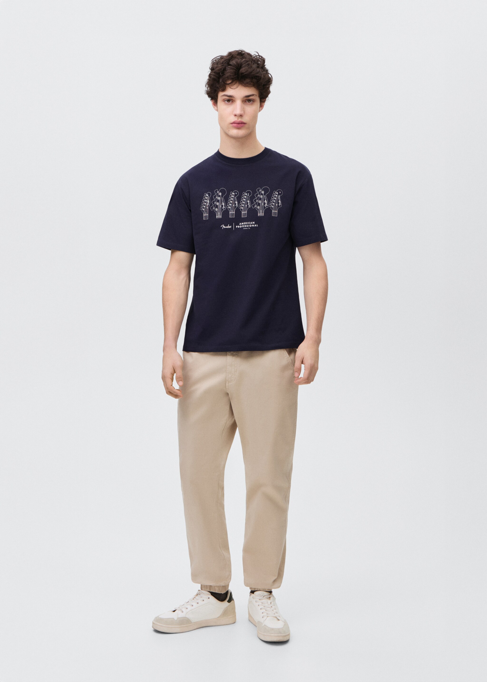 Rövid ujjú, mintás póló - Általános sík, Sötétkék. Ref: 87044077-00.