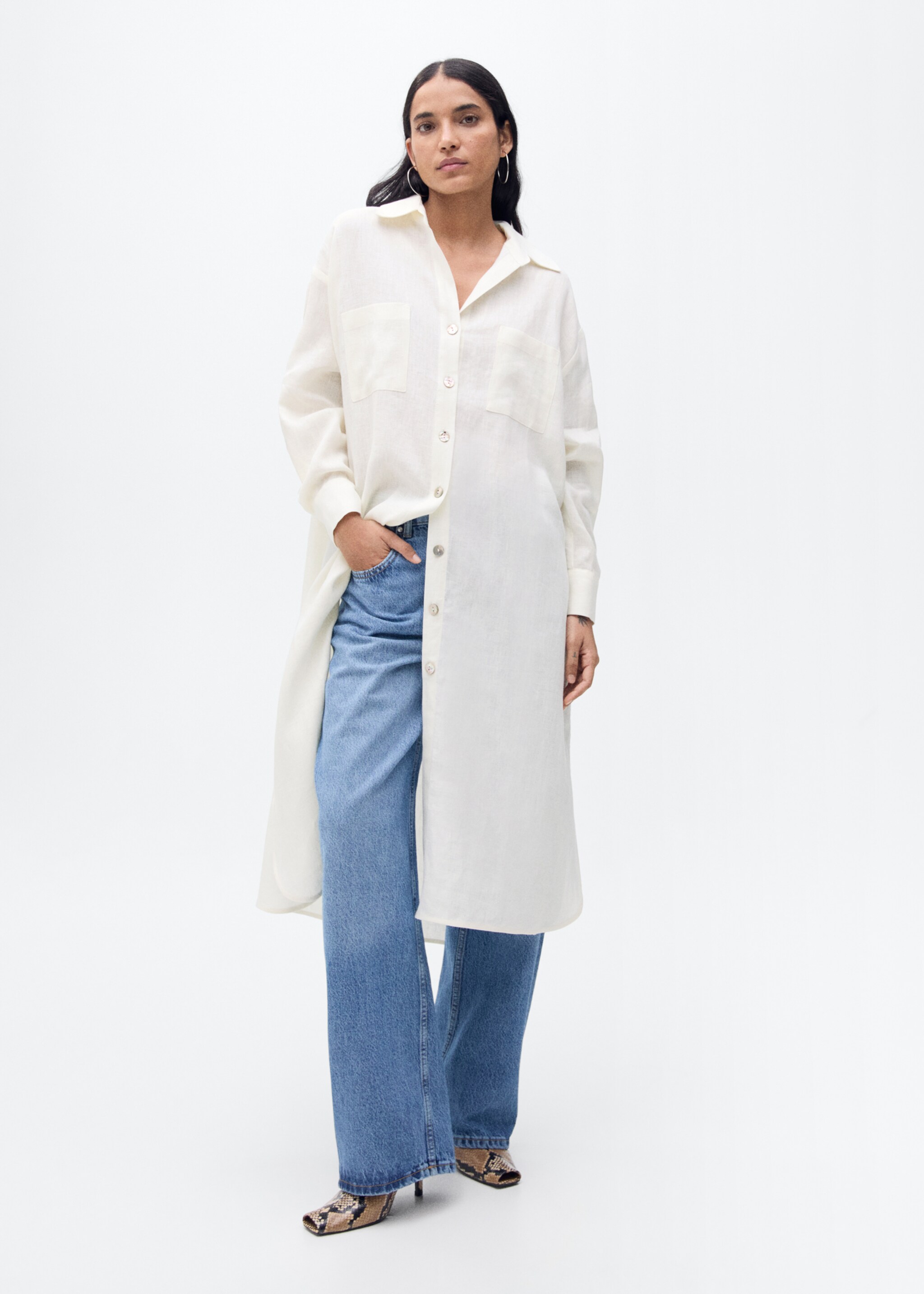 Linen long shirt - General plane, Vanilla. Ref: 87044780-00.