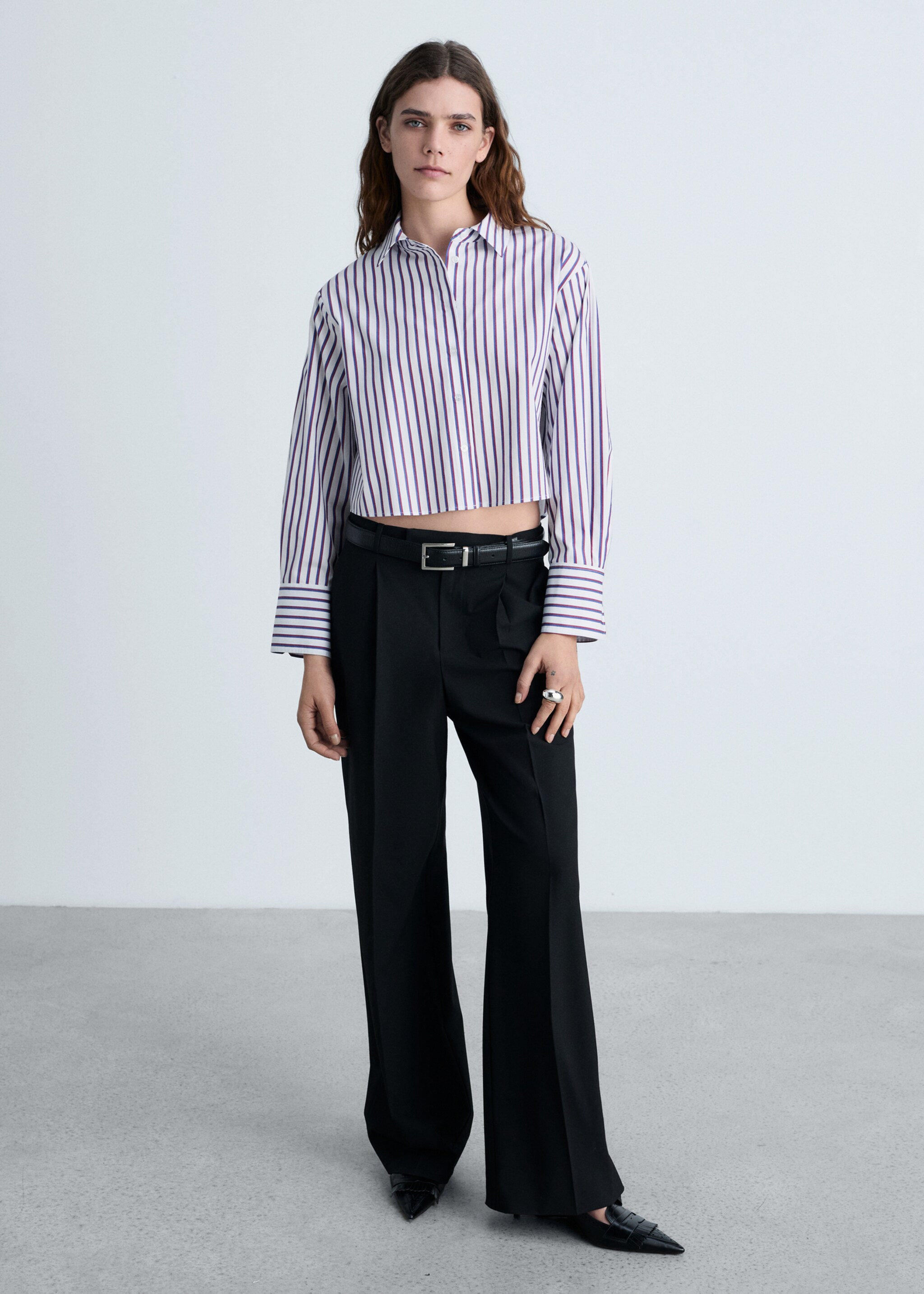 Striped cropped shirt - General plane, Red. Ref: 87044801-00.