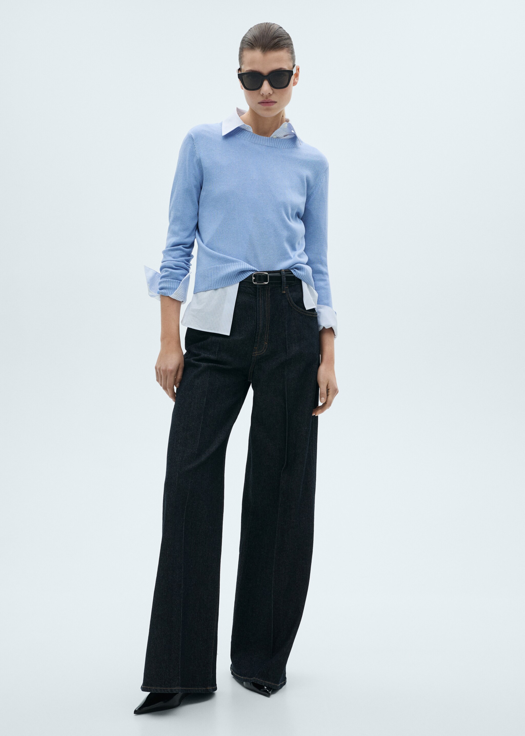 Jersey punto mezcla lino - Plano general, Azul celeste. Ref: 87045746-00.