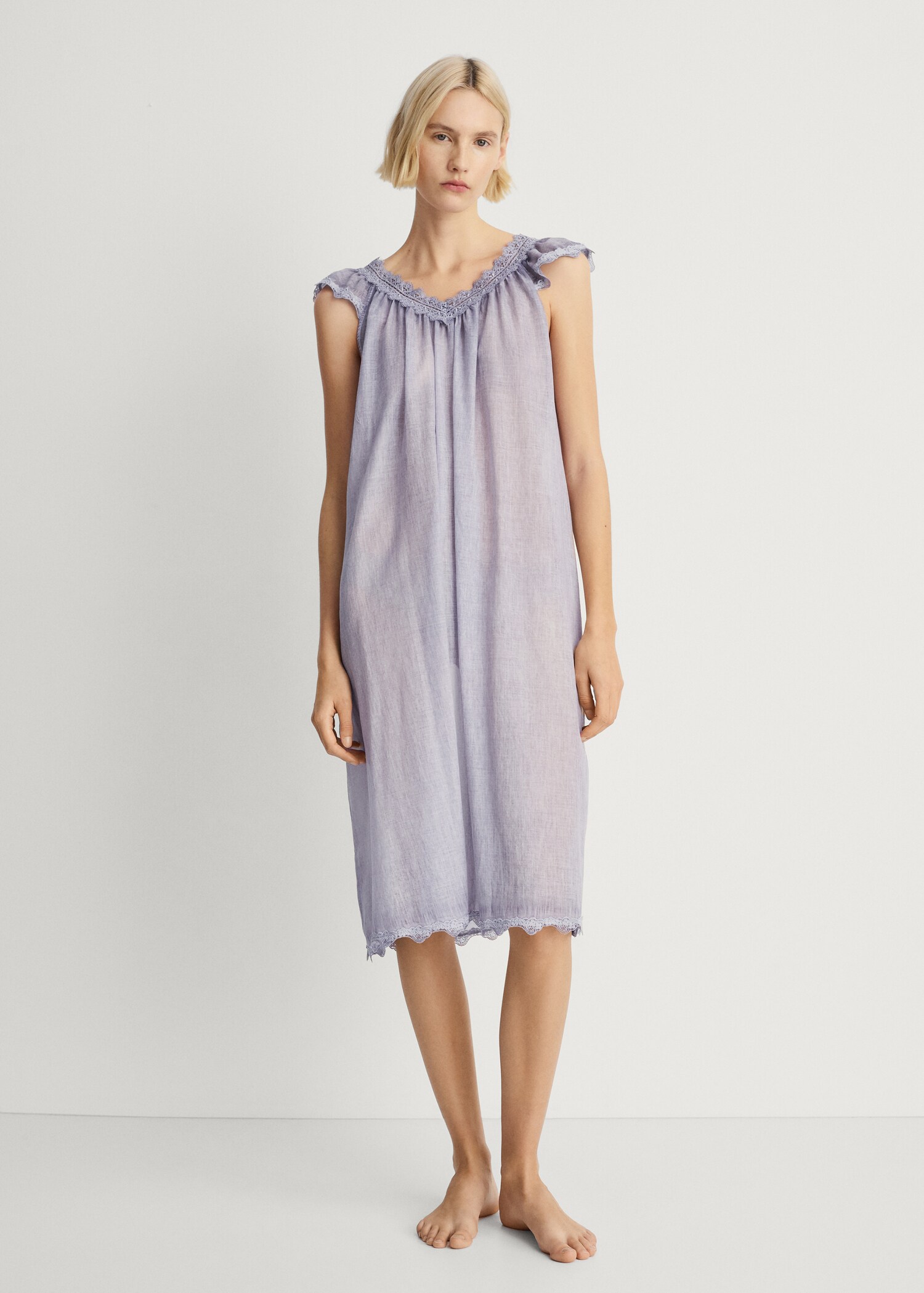 Overdyed lace cotton nightdress - General plane