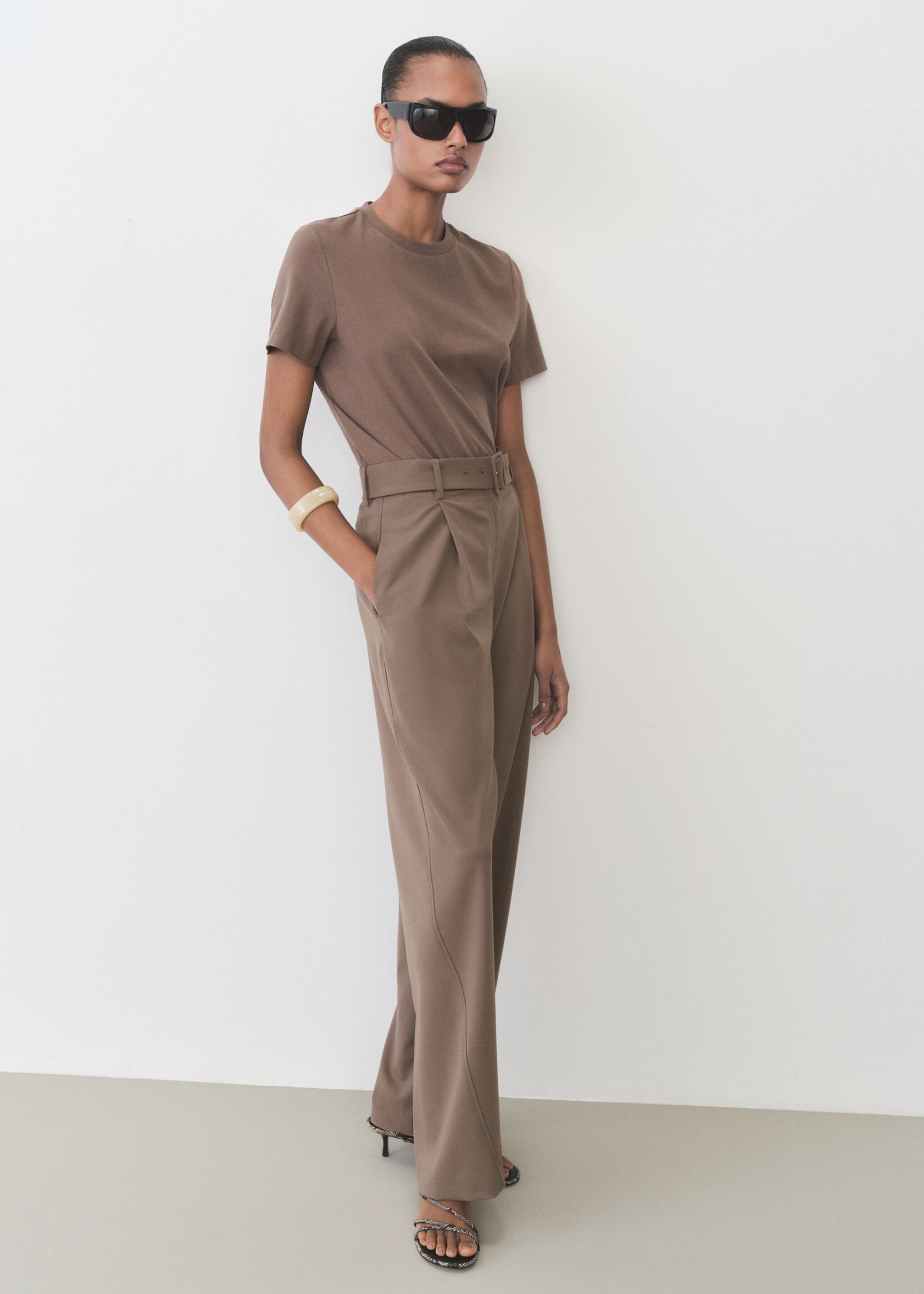 Belt straight-fit trousers - General plane, Medium Brown. Ref: 87045757-00.