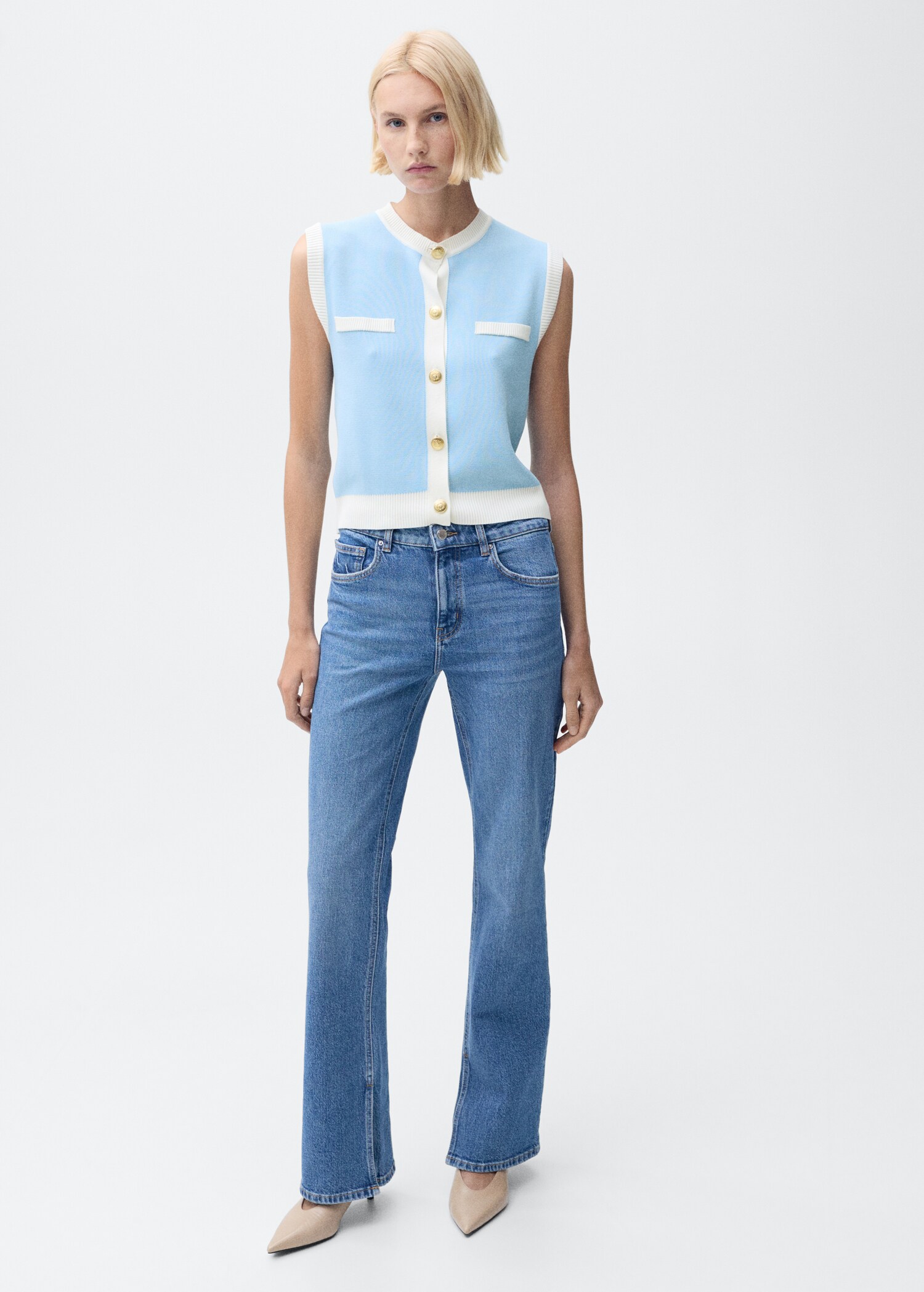 Gilet maille liserés contrastants - Plan général