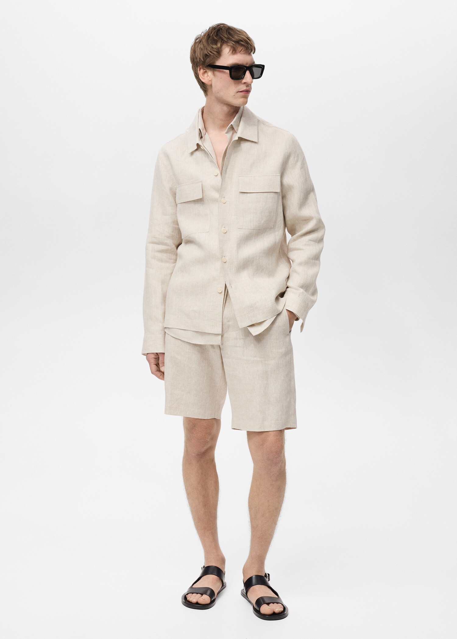 Overshirt mit Taschen aus 100 % Leinen - Allgemeine Ansicht