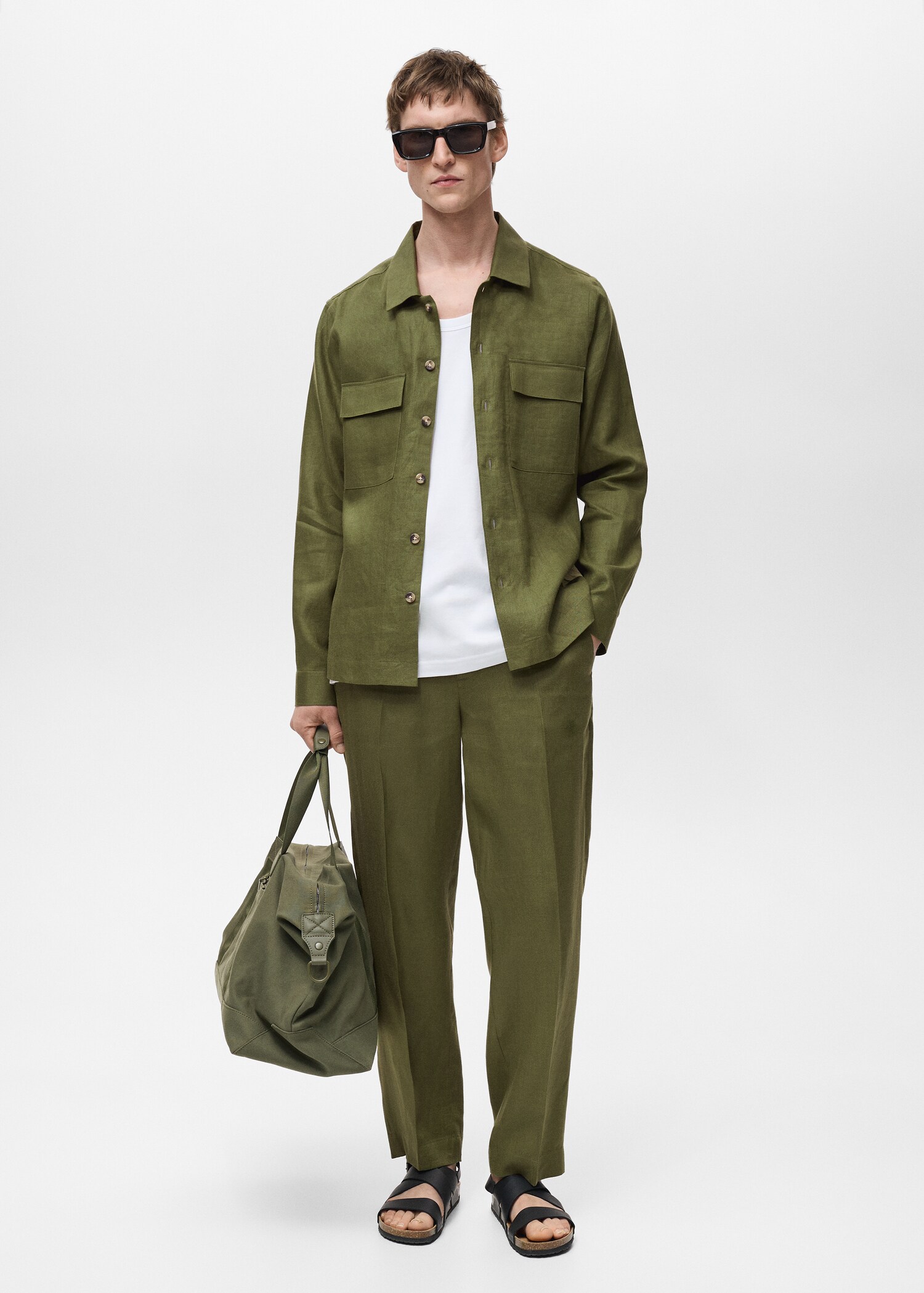 Overshirt mit Taschen aus 100 % Leinen - Allgemeine Ansicht