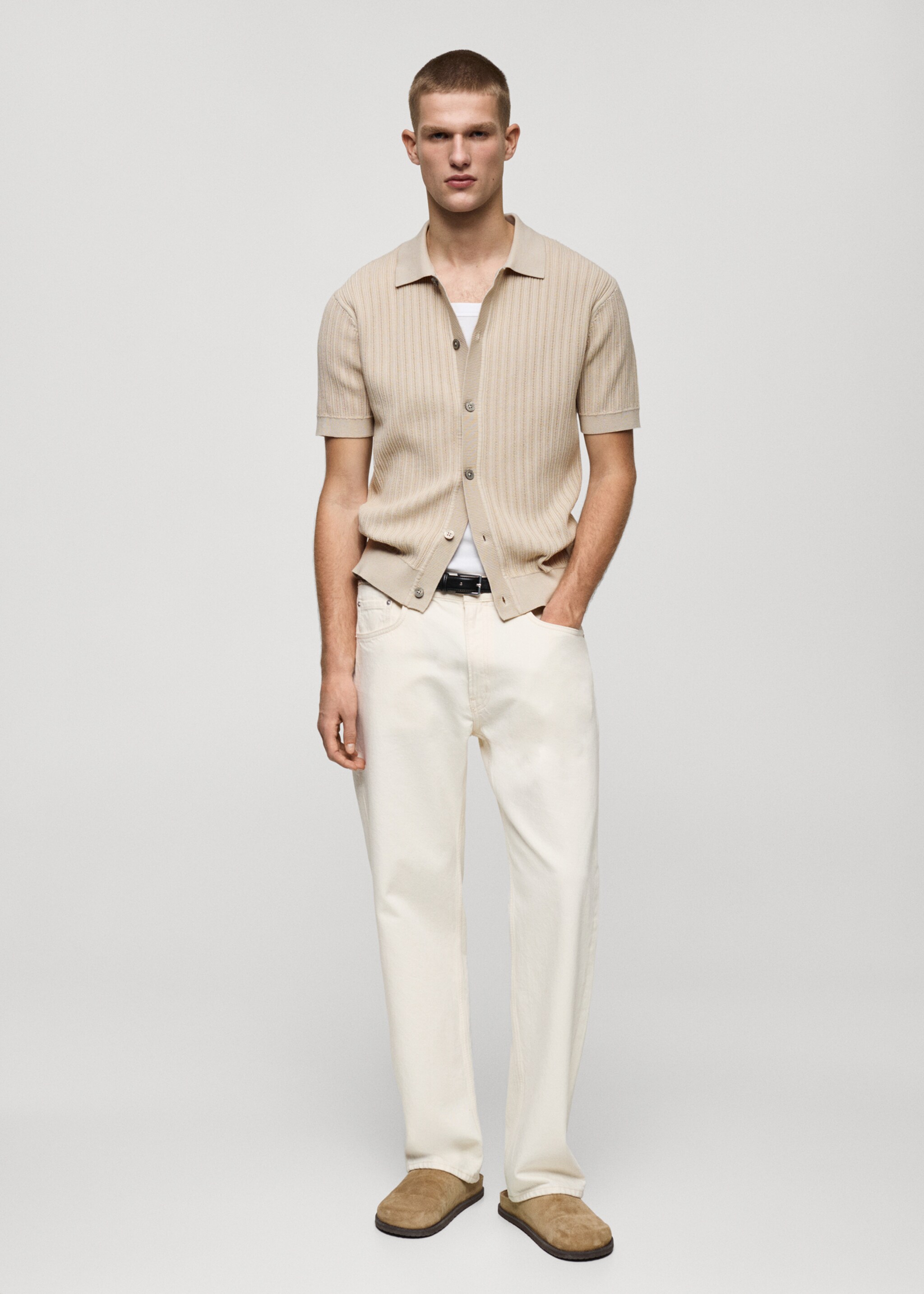 Chemise 100 % coton structurée - Plan général, Écru. Ref: 87045936-00.