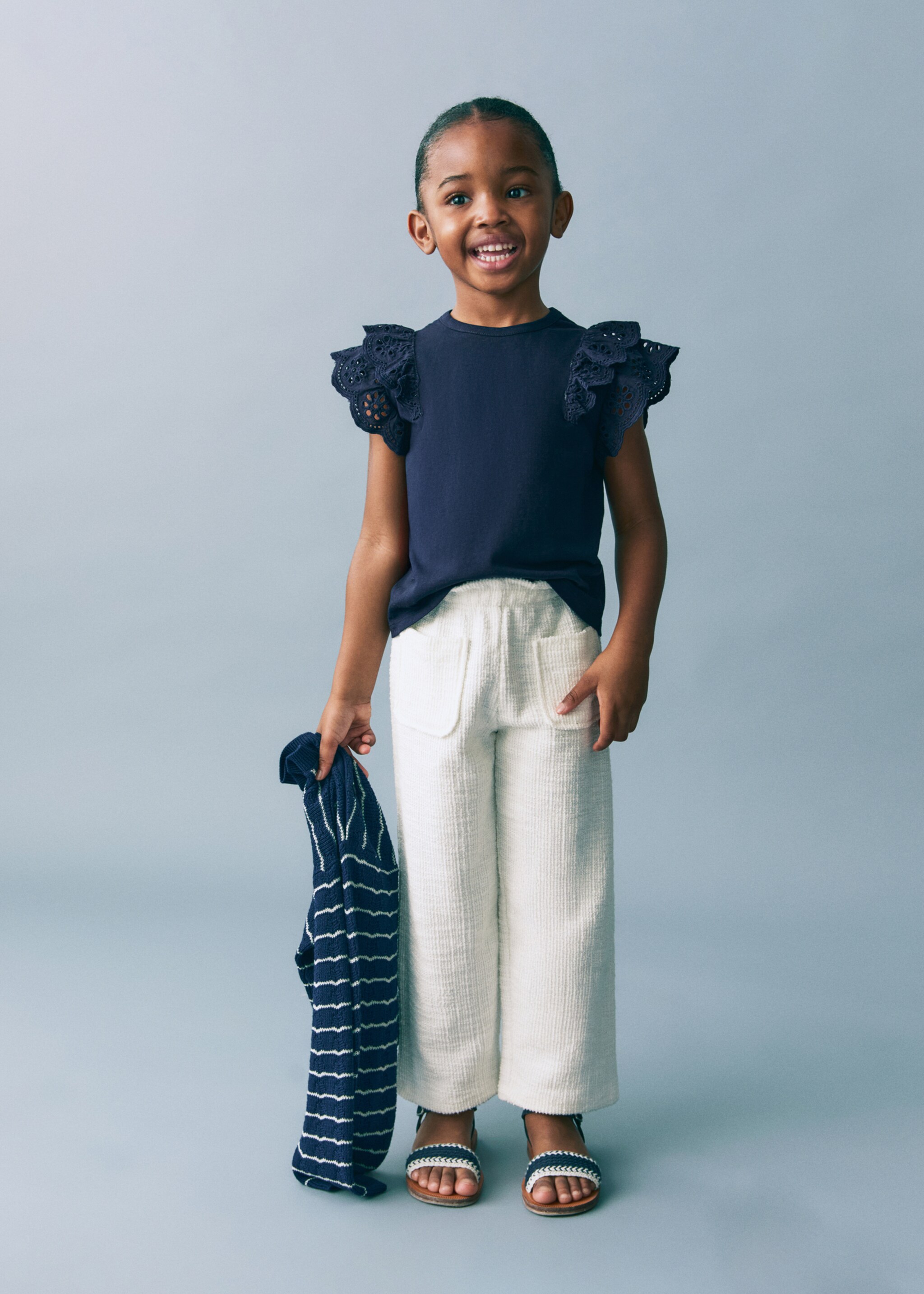 Gerade Tweed-Hose - Allgemeine Ansicht, Cremeweiß. Ref: 87045978-00.