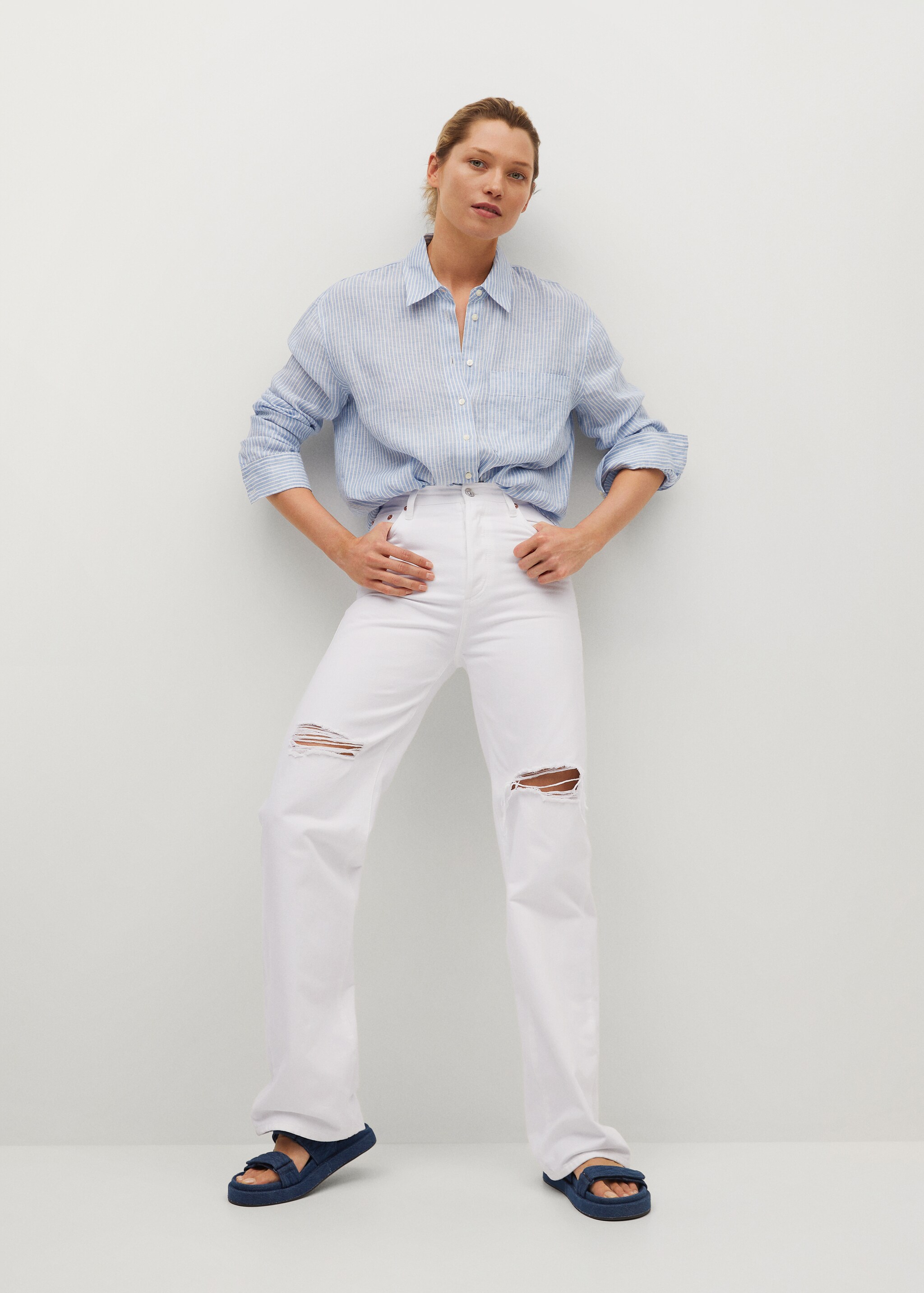 High waist straight jeans - General plane