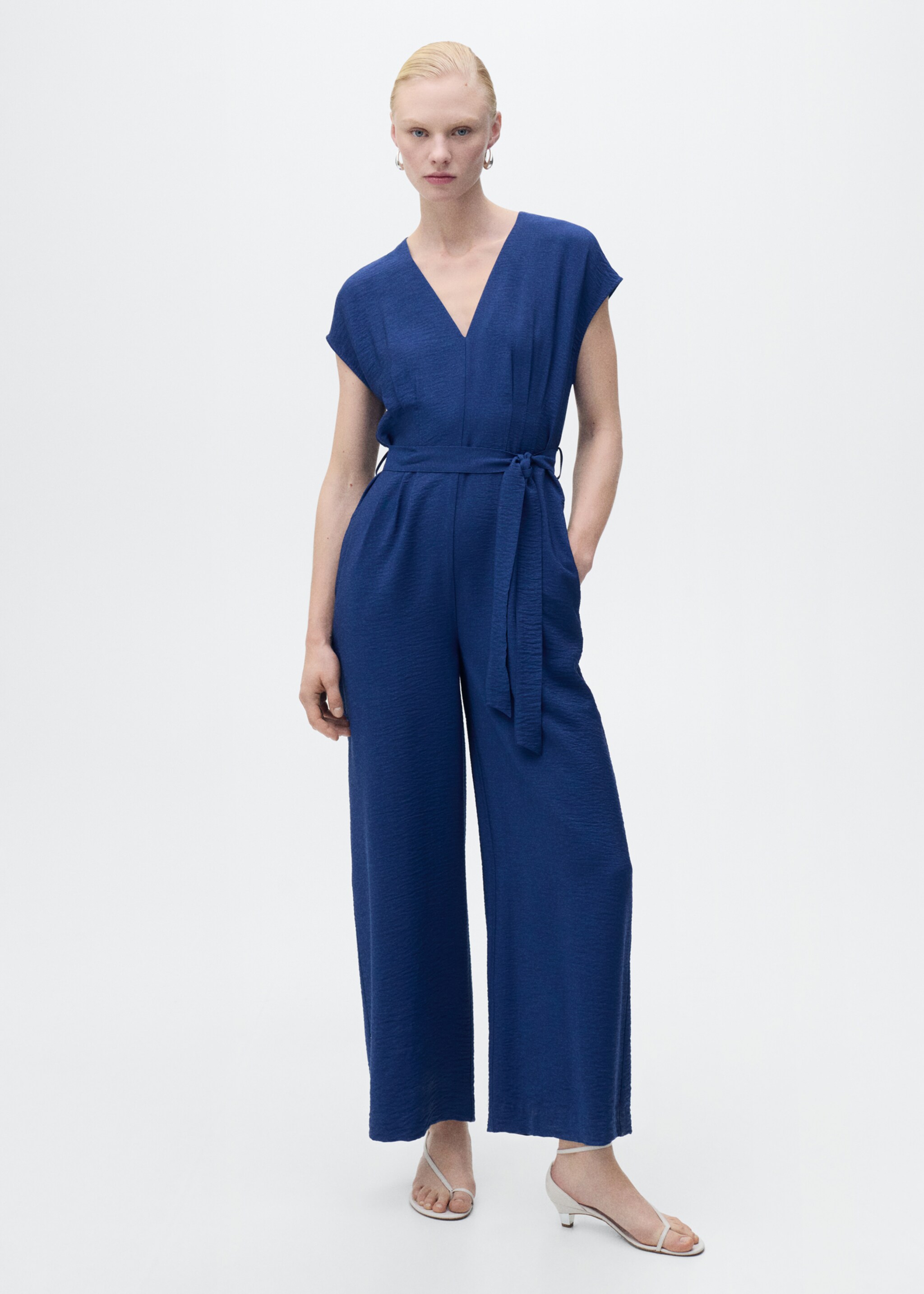 Printed long jumpsuit with belt - General plane, Ink Blue. Ref: 87047184-00.