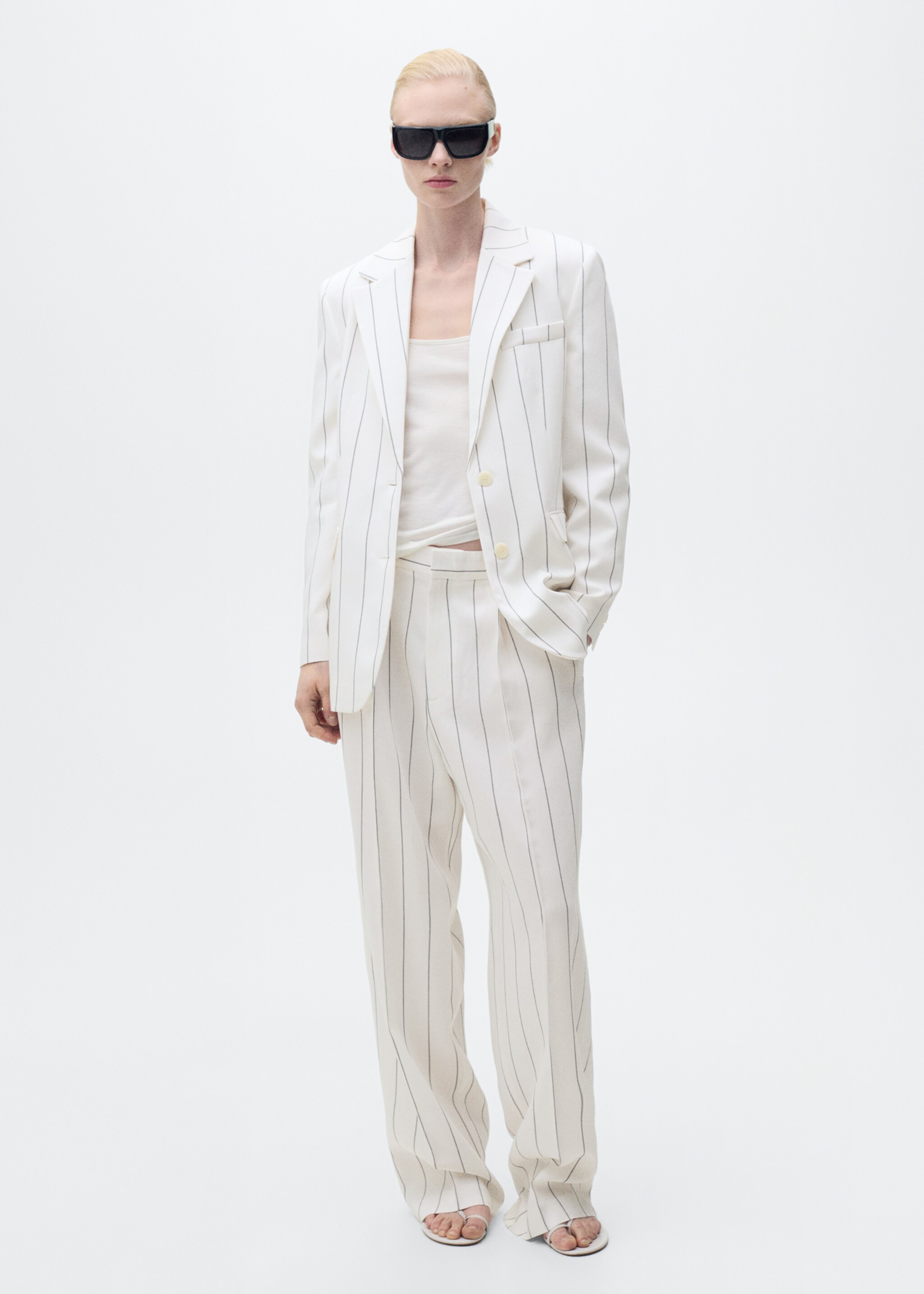 Pinstripe suit jacket - General plane, White. Ref: 87047195-00.