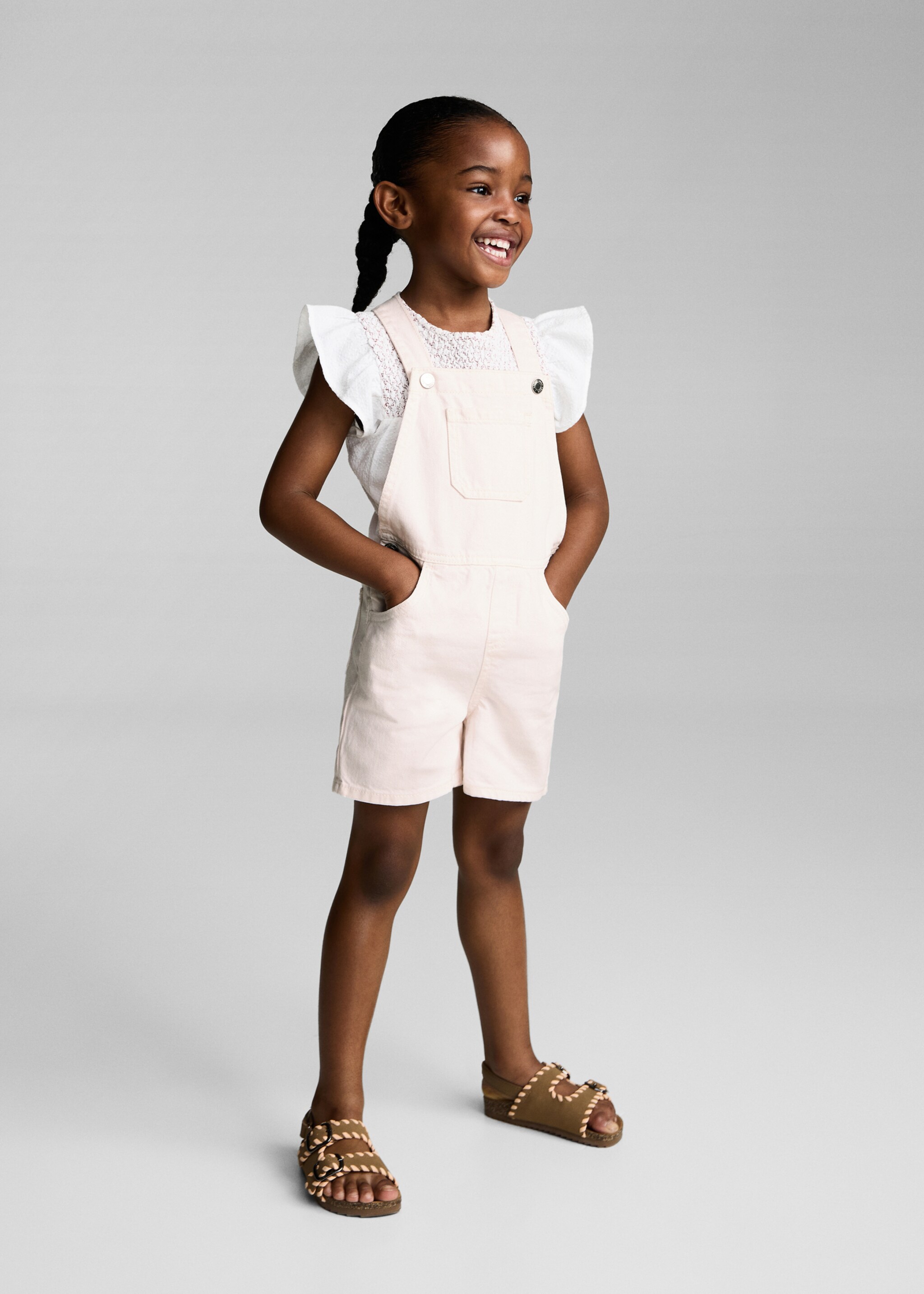 Short denim dungarees - General plane, Pastel Pink. Ref: 87047697-00.