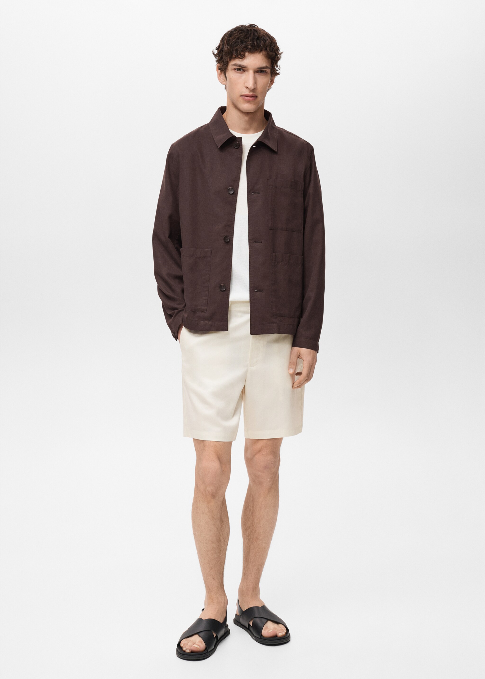 Pocket lyocell overshirt - General plane, Chocolate. Ref: 87047887-00.