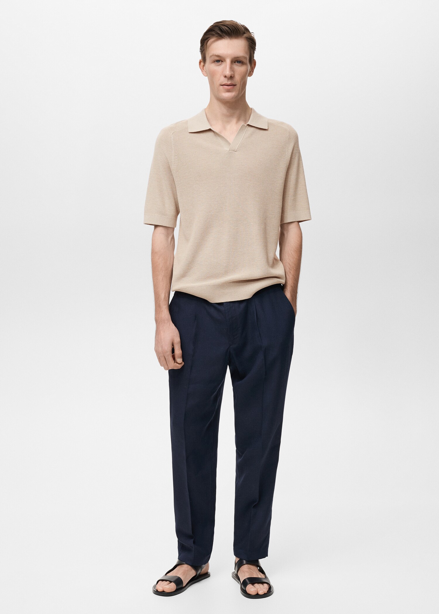 Strukturiertes Strick-Poloshirt - Allgemeine Ansicht