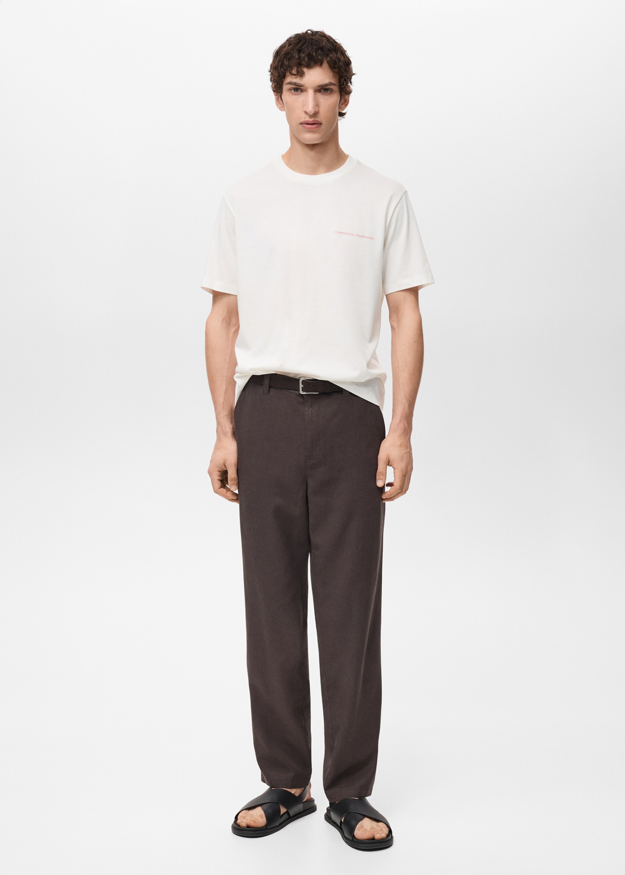 Camiseta algodón mensaje - Plano general, Blanco. Ref: 87047903-00.