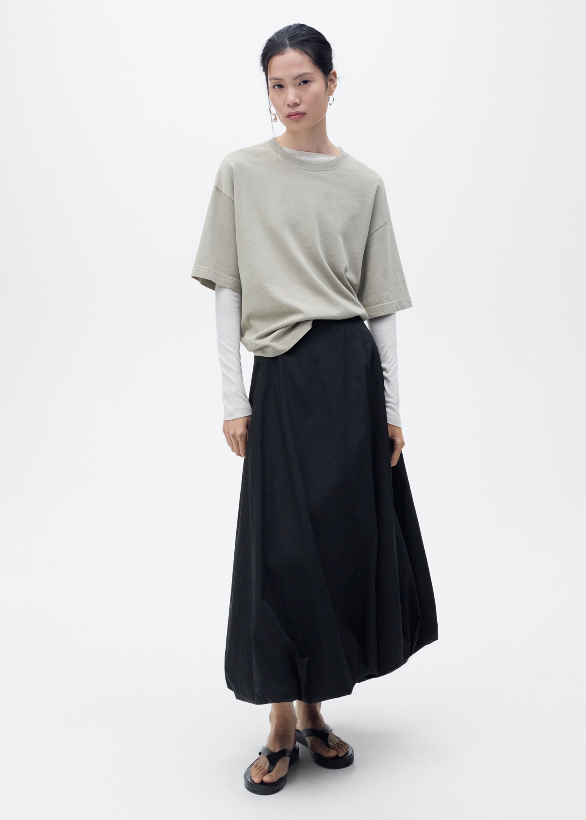 Balloon midi skirt - General plane, Black. Ref: 87048264-00.