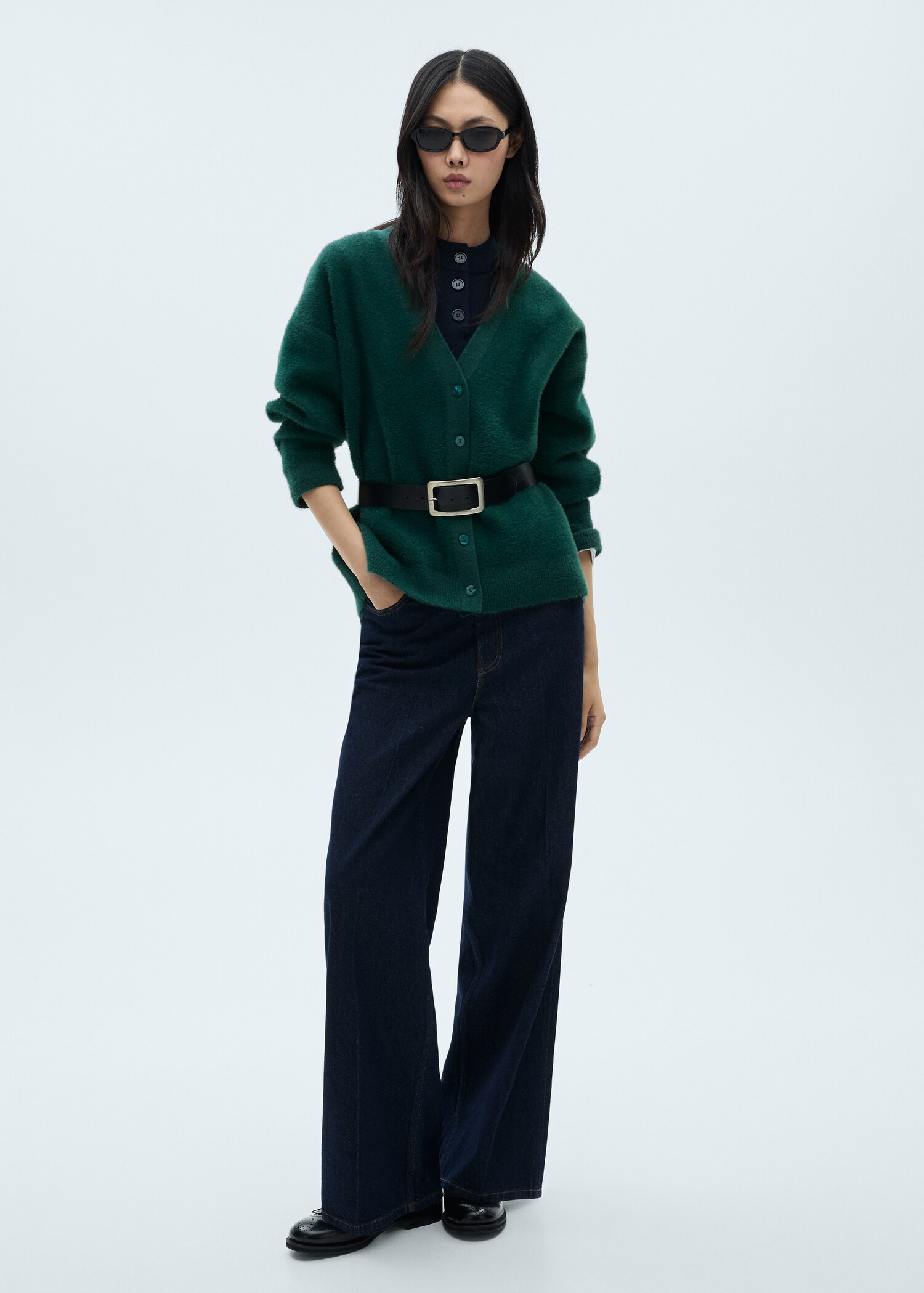 Strickcardigan mit Fell-Effekt - Allgemeine Ansicht