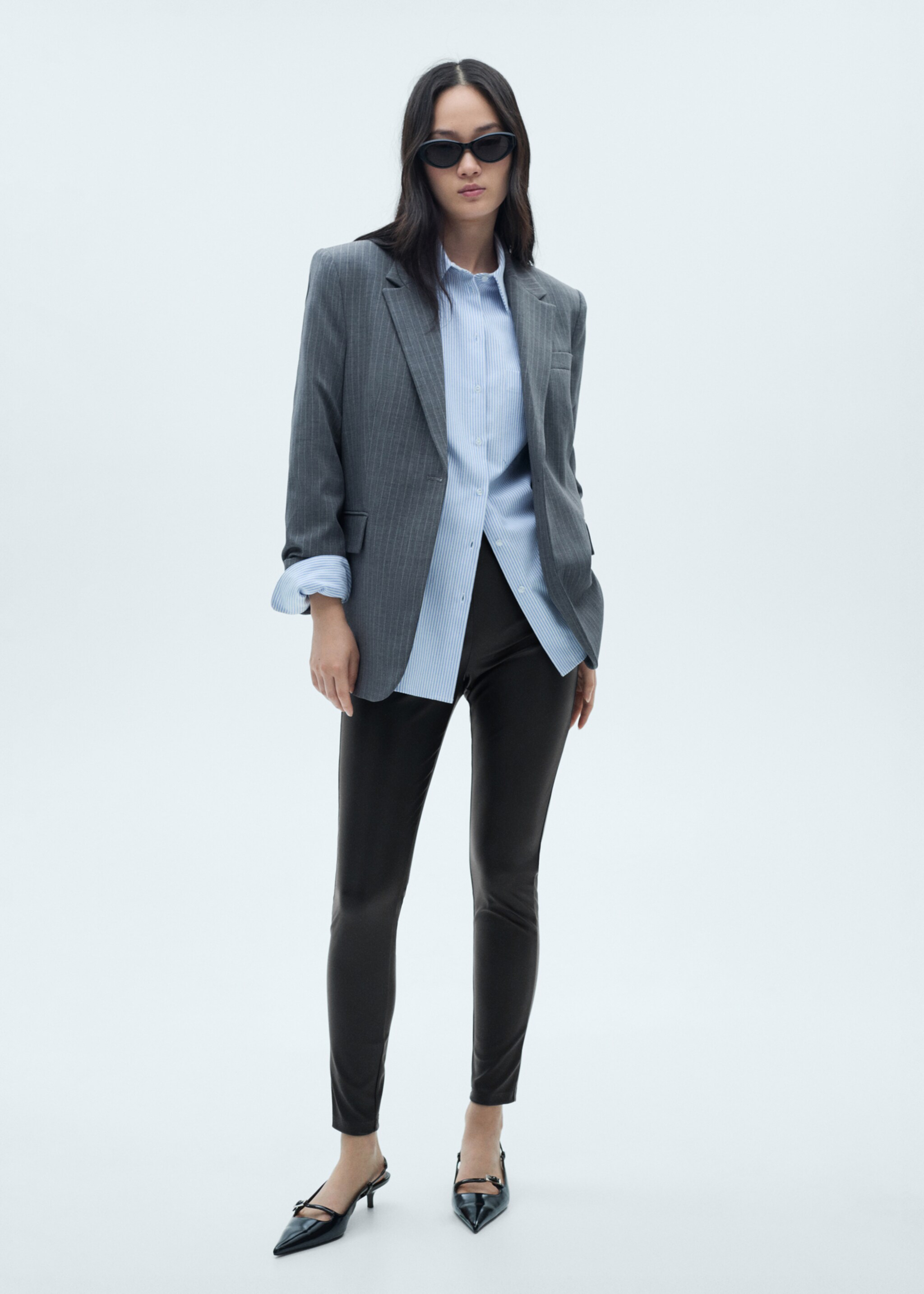 Faux-leather leggings - General plane, Black. Ref: 87050353-00.