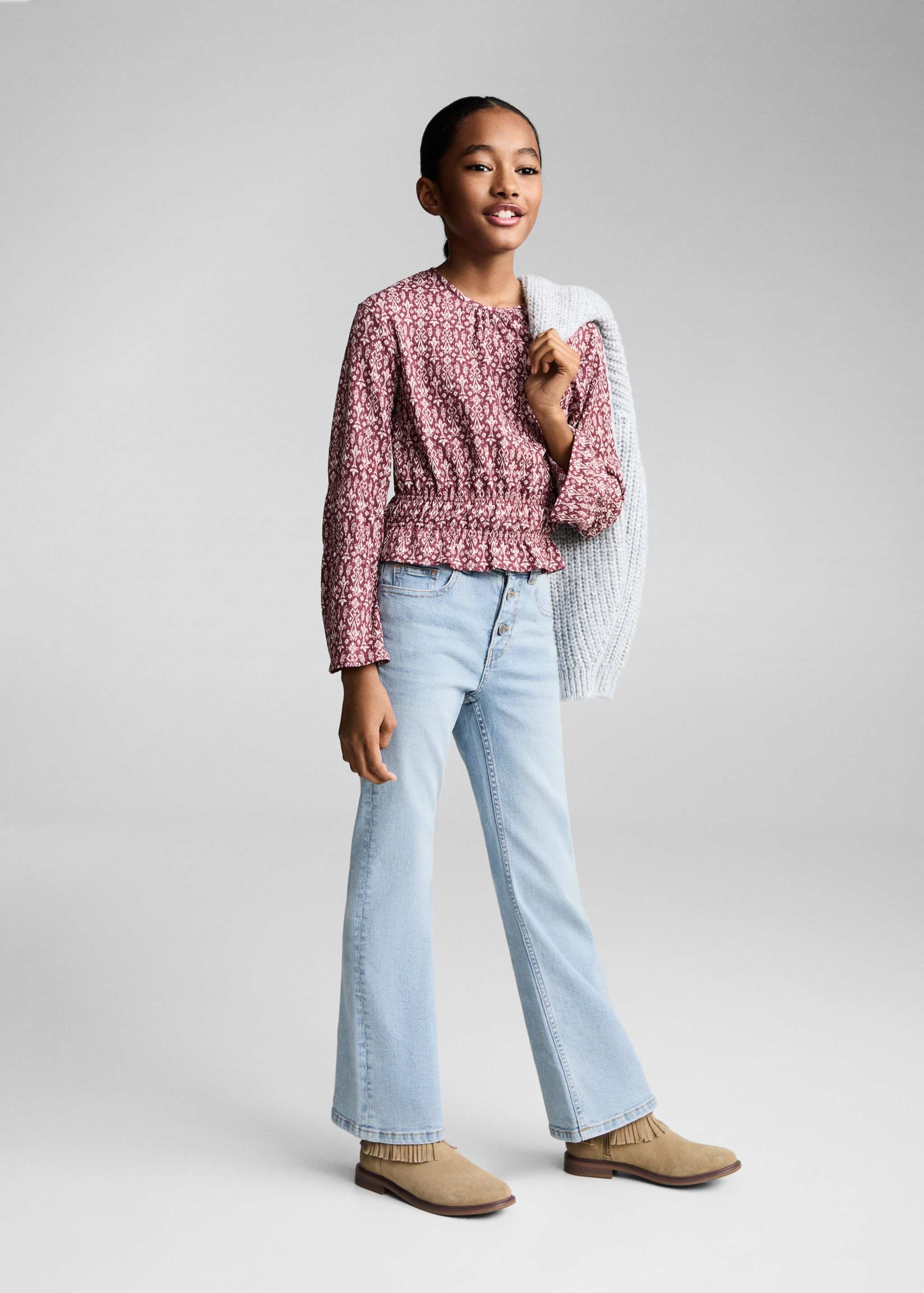 Buttons flare jeans - General plane, Light Blue. Ref: 87050423-00.