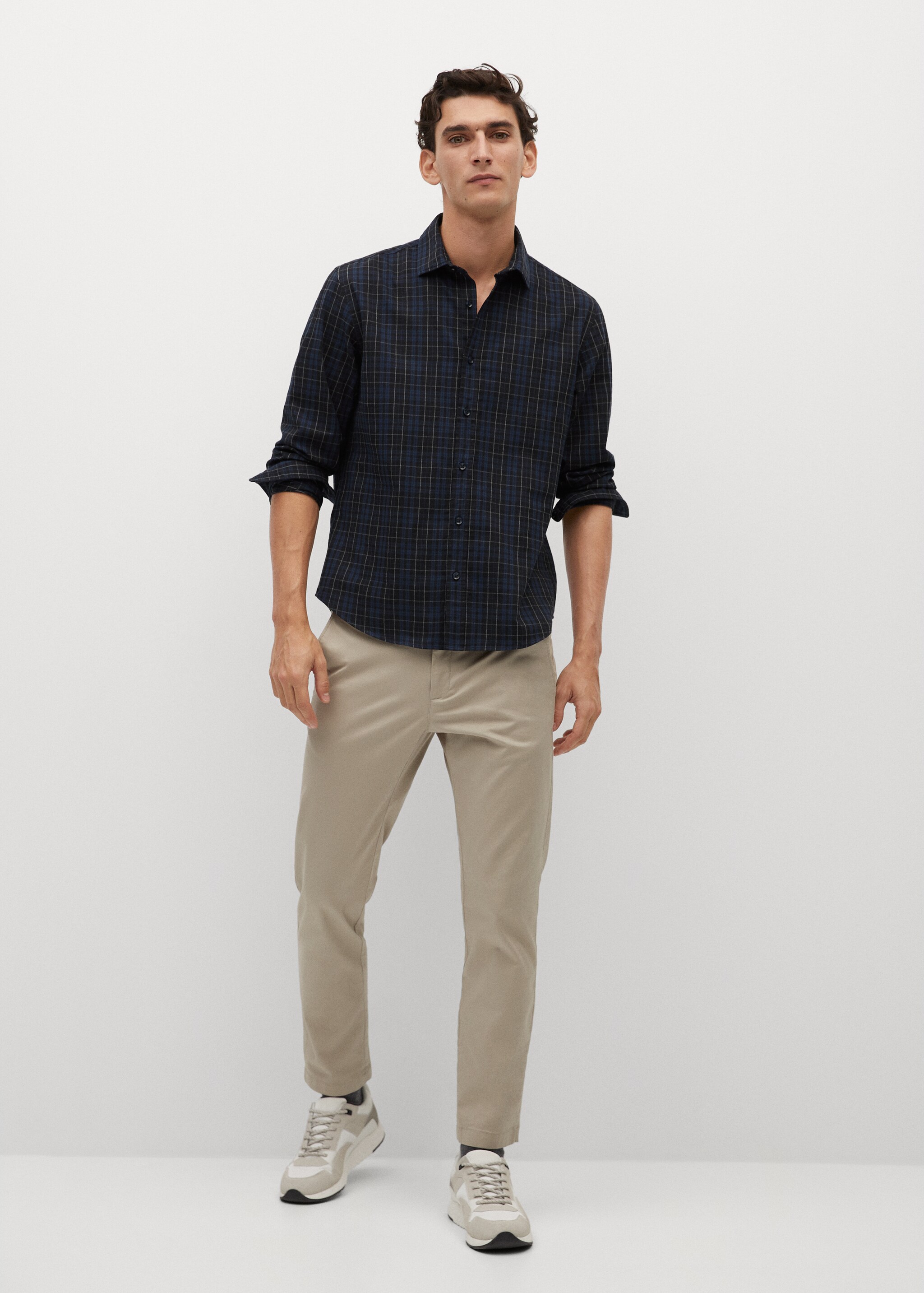 Kariertes Regular Fit-Hemd aus Flanell - Allgemeine Ansicht
