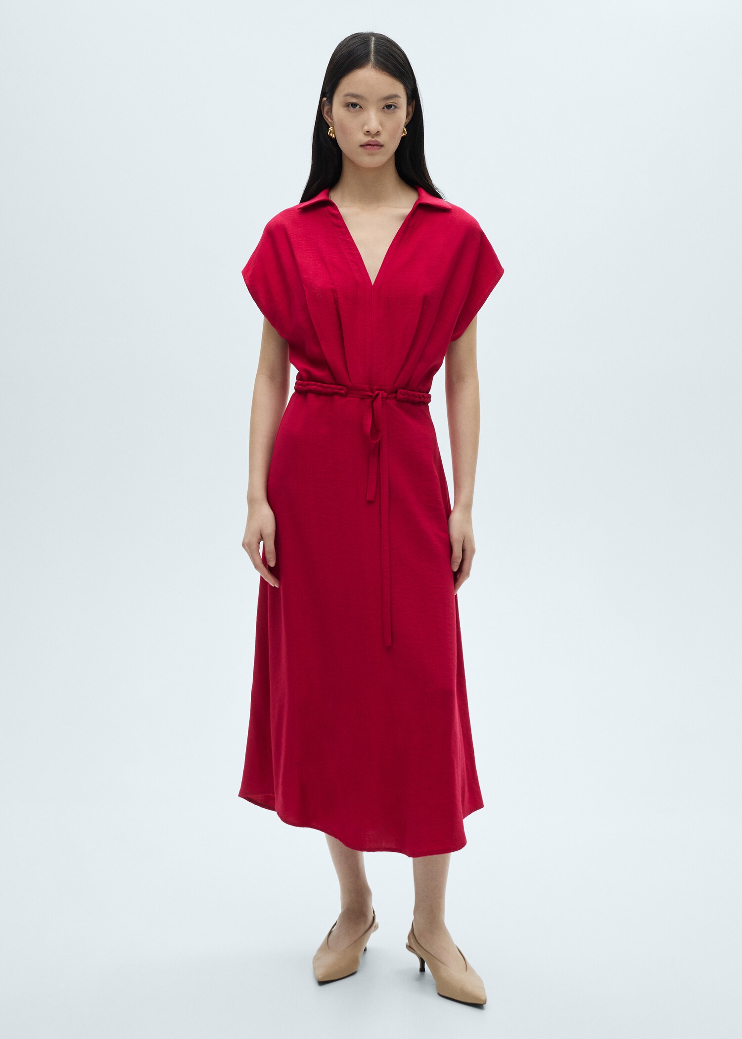 Cotton dress with dart detail - General plane