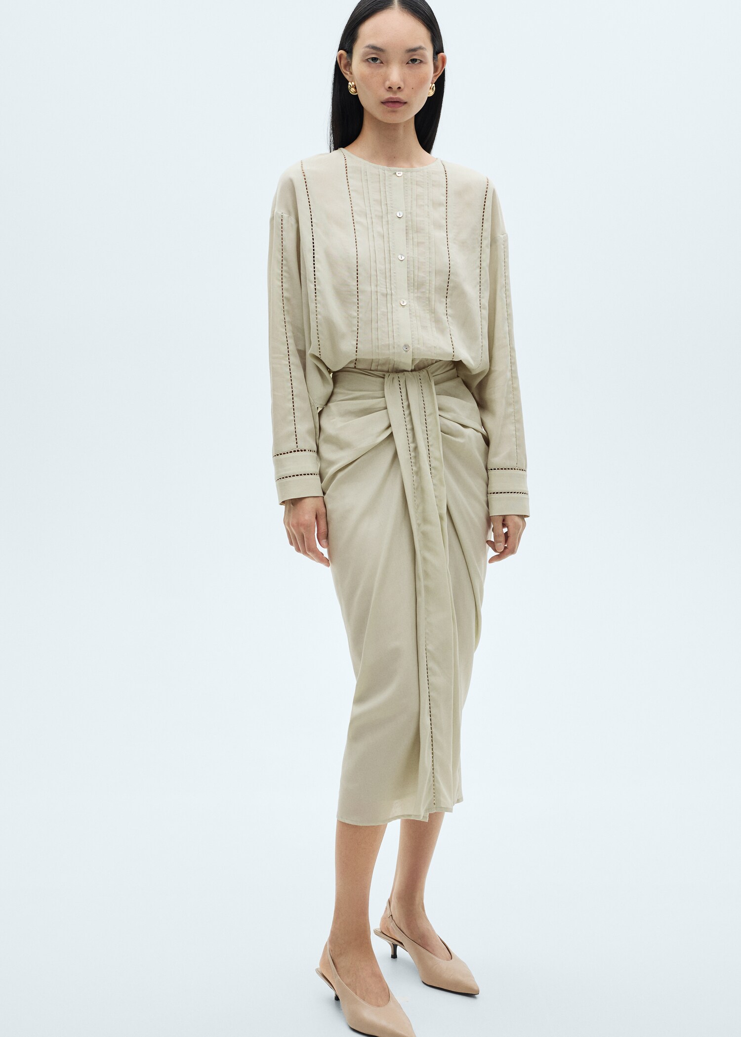 Drapiertes Midi-Kleid - Allgemeine Ansicht