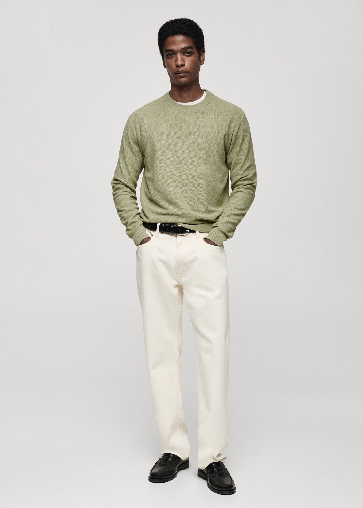 Microstructured cotton knitted sweater - General plane