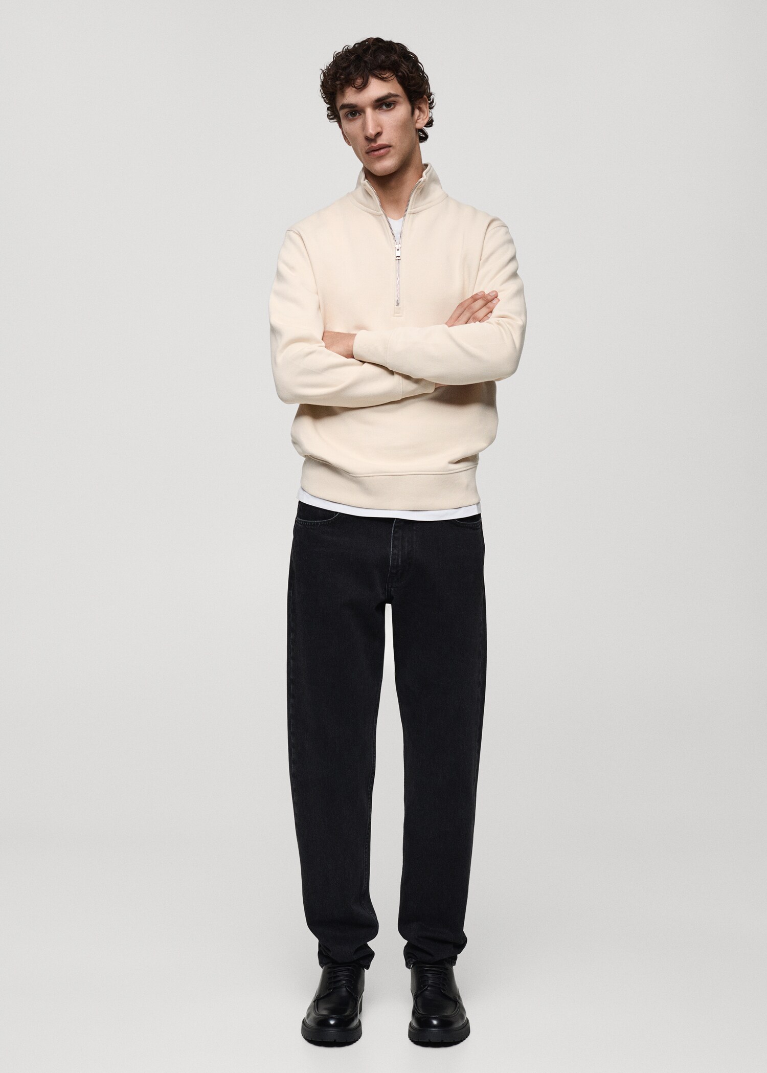 Regular-Fit-Sweatshirt mit Zip-Kragen - Allgemeine Ansicht