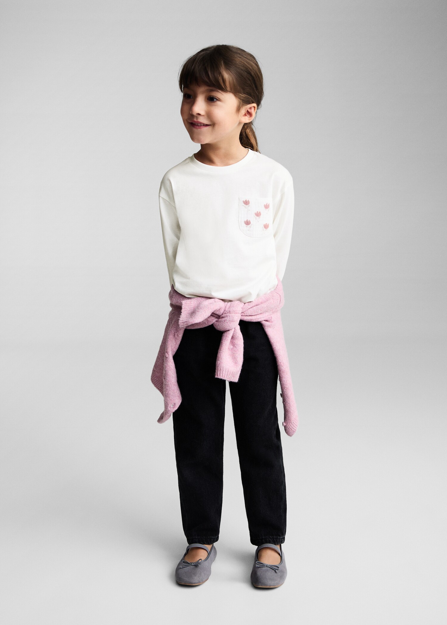 Tričko s kapsou potištěnou květy - Celkový náhled