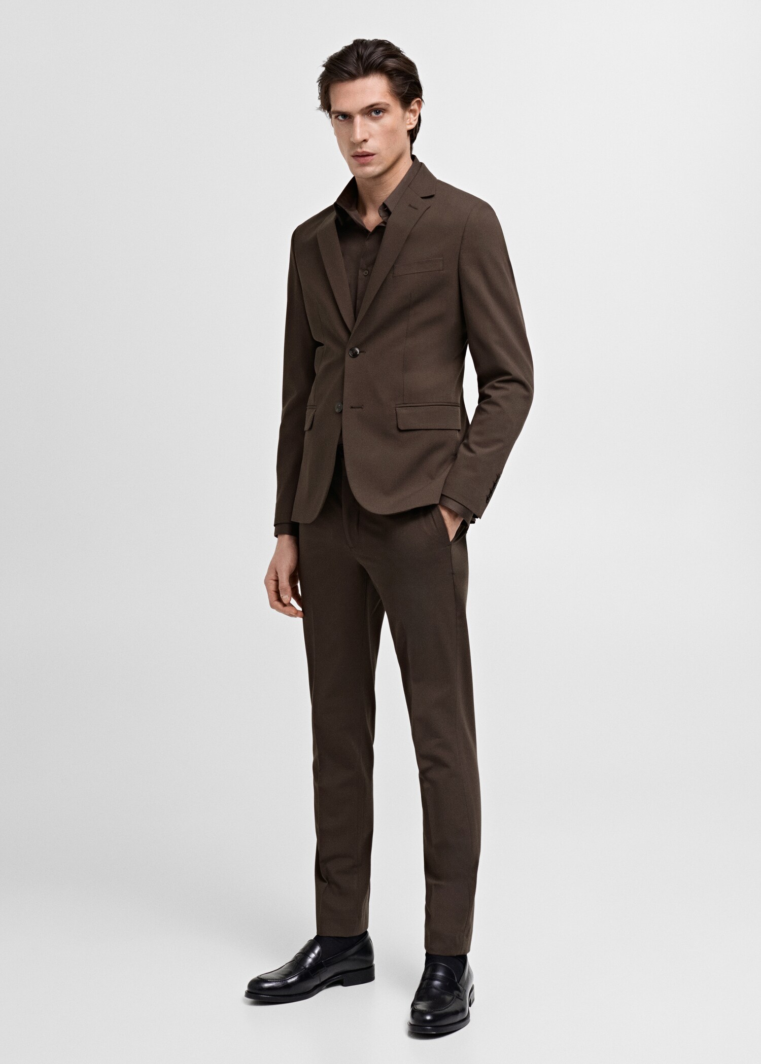 Stretch fabric super slim-fit suit trousers - General plane