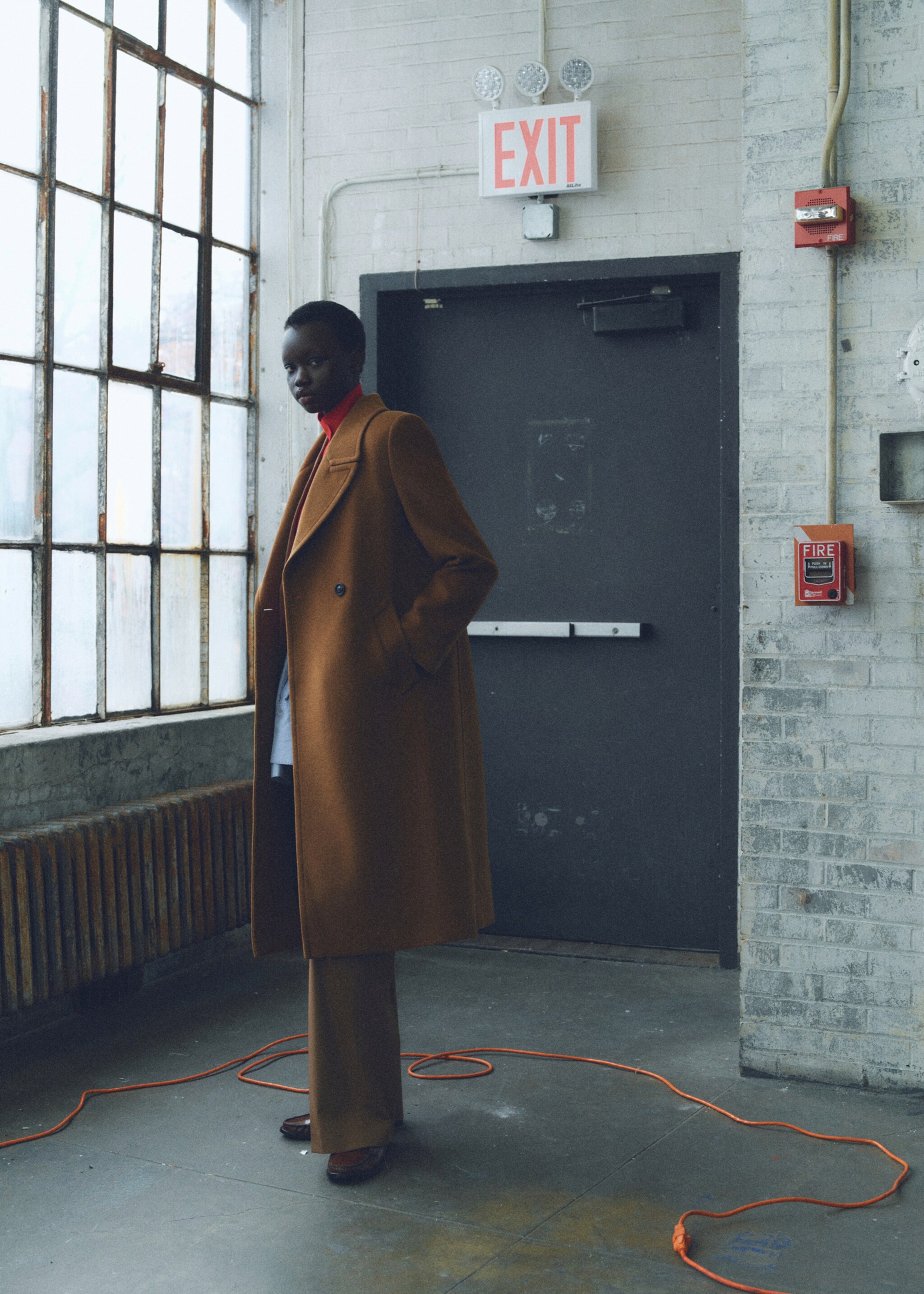 Double-breasted wool coat - General plane, Ochre. Ref: 87050624-00.