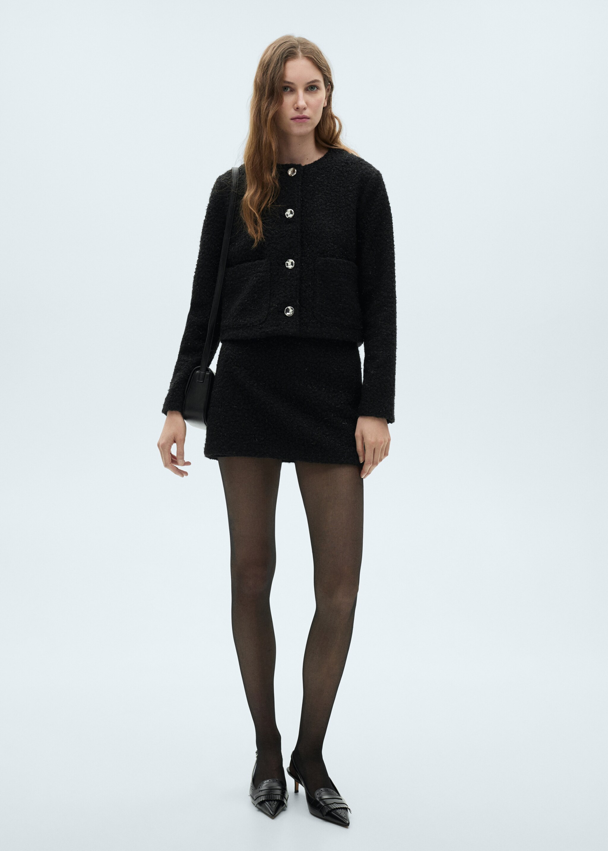 Bouclé-Jacke mit Glitzer-Finish - Allgemeine Ansicht, Schwarz. Ref: 87050625-00.