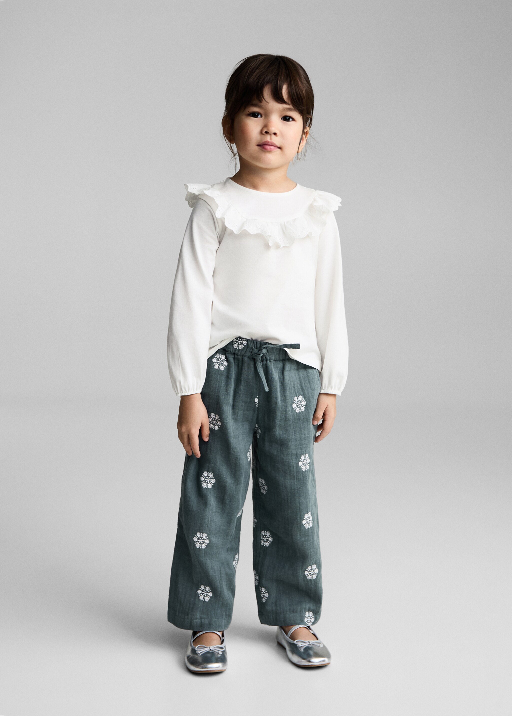 Ruffle cotton T-shirt - General plane, Off White. Ref: 87050626-00.