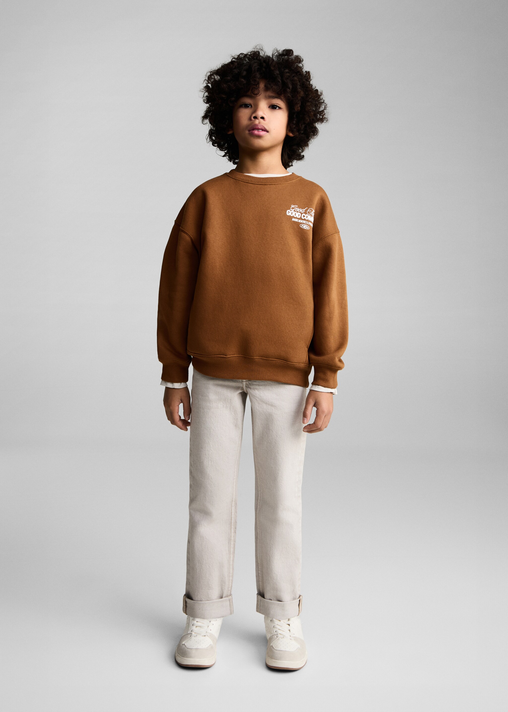 Message pattern sweatshirt - General plane, Caramel. Ref: 87050635-00.