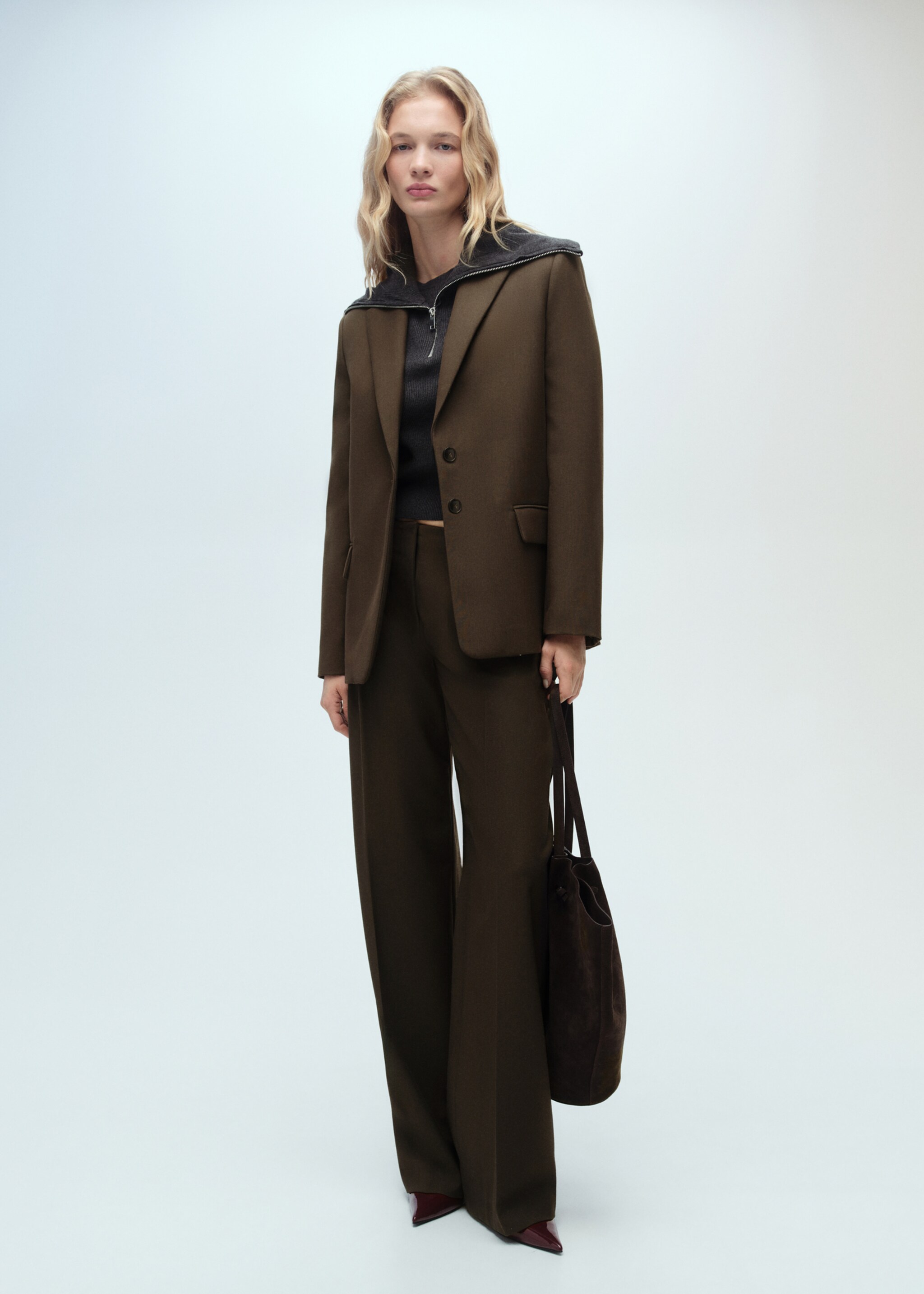 Straight-fit suit blazer - General plane, Khaki. Ref: 87050654-00.