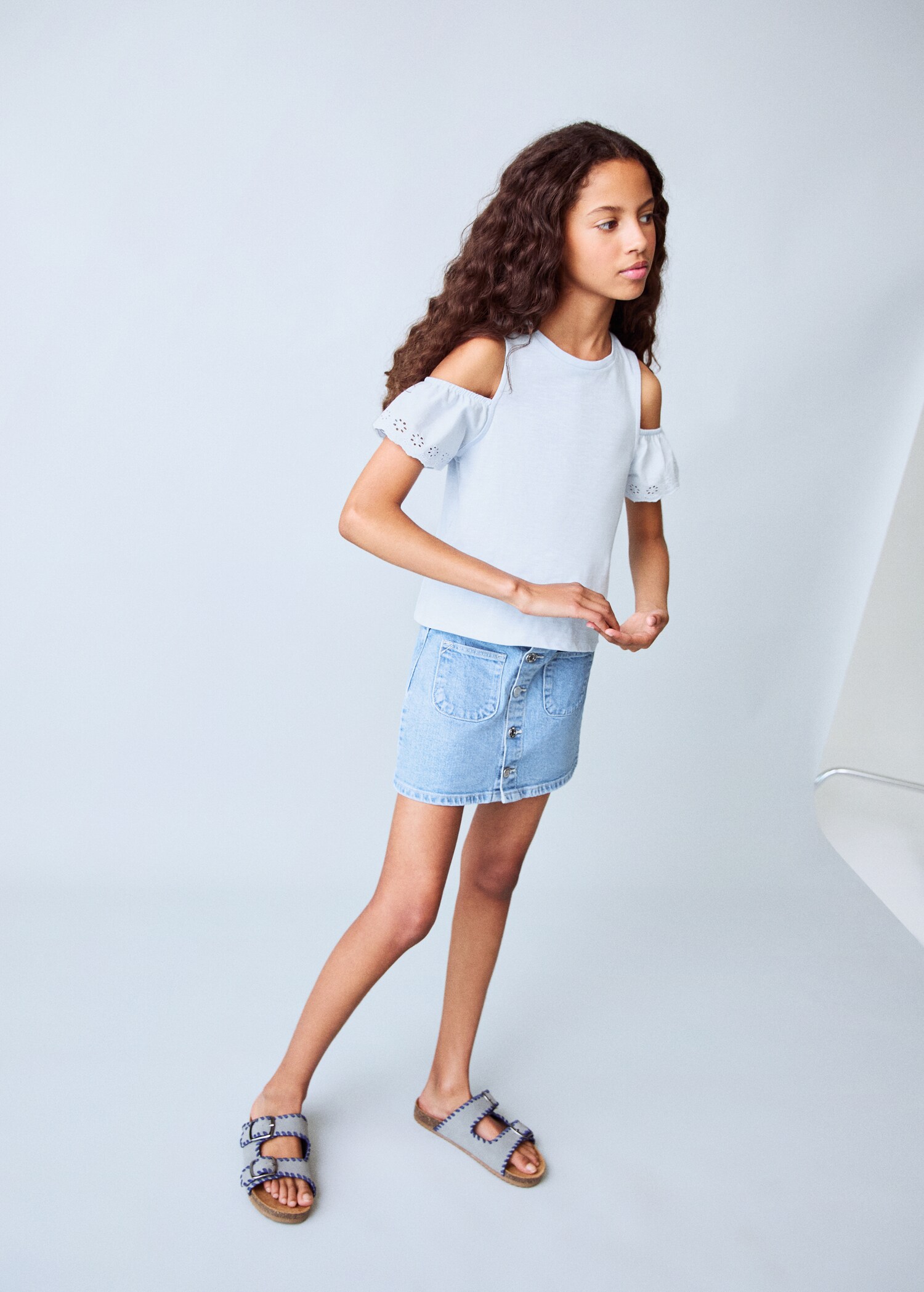 Buttoned denim skirt - General plane