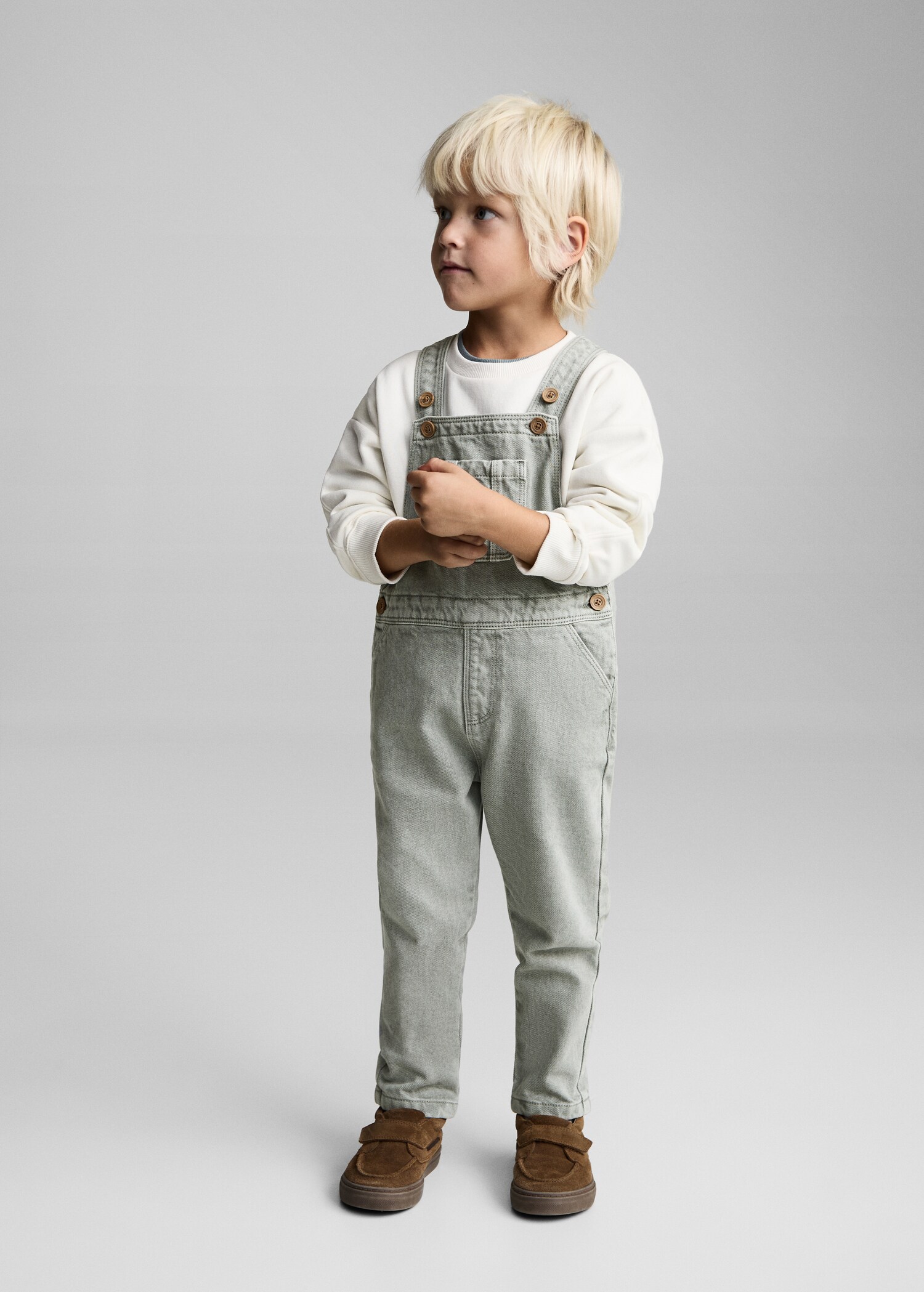 Long denim overalls with pocket - General plane