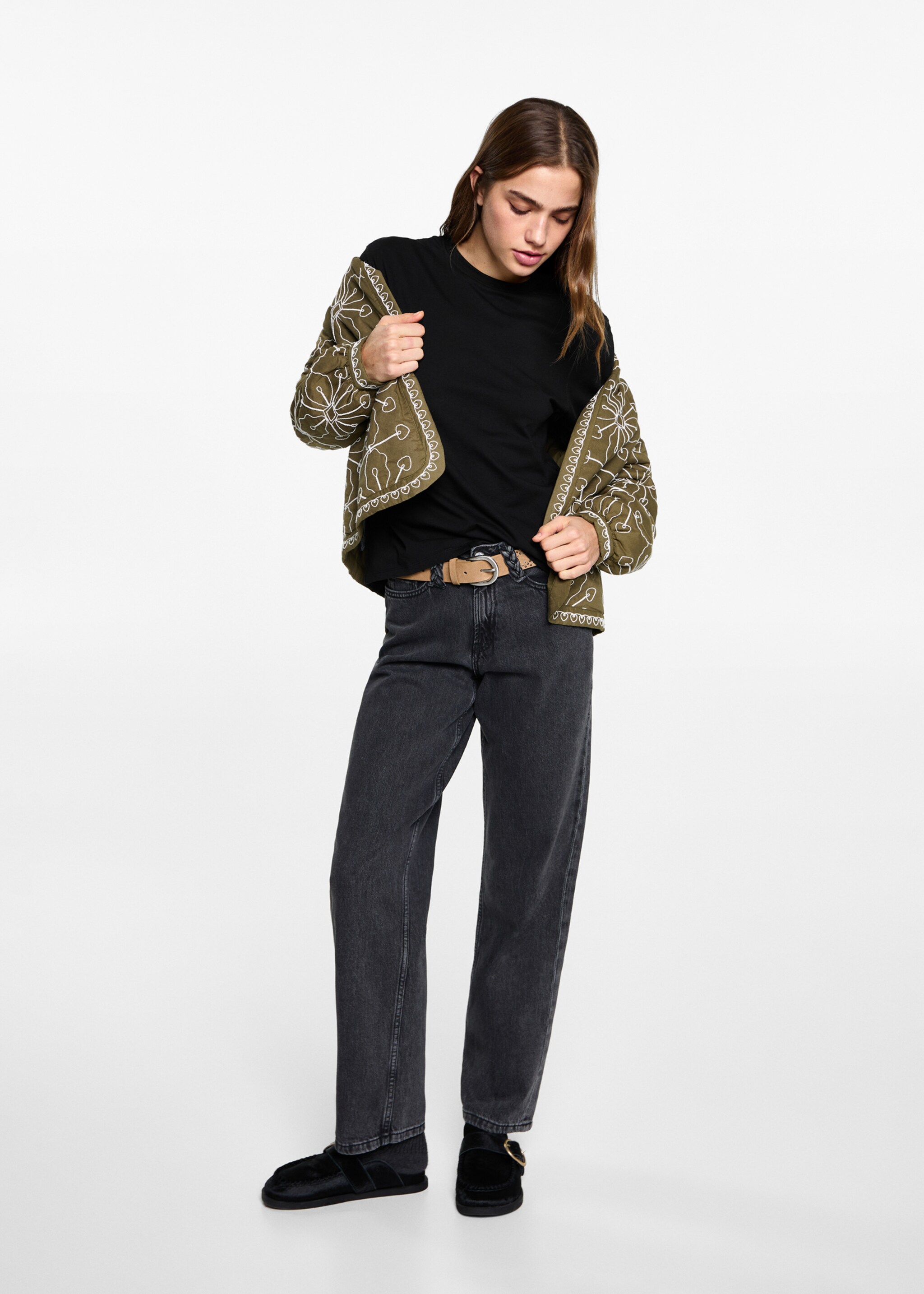 T-Shirt mit gestanztem Blitz-Motiv - Allgemeine Ansicht, Schwarz. Ref: 87051515-00.