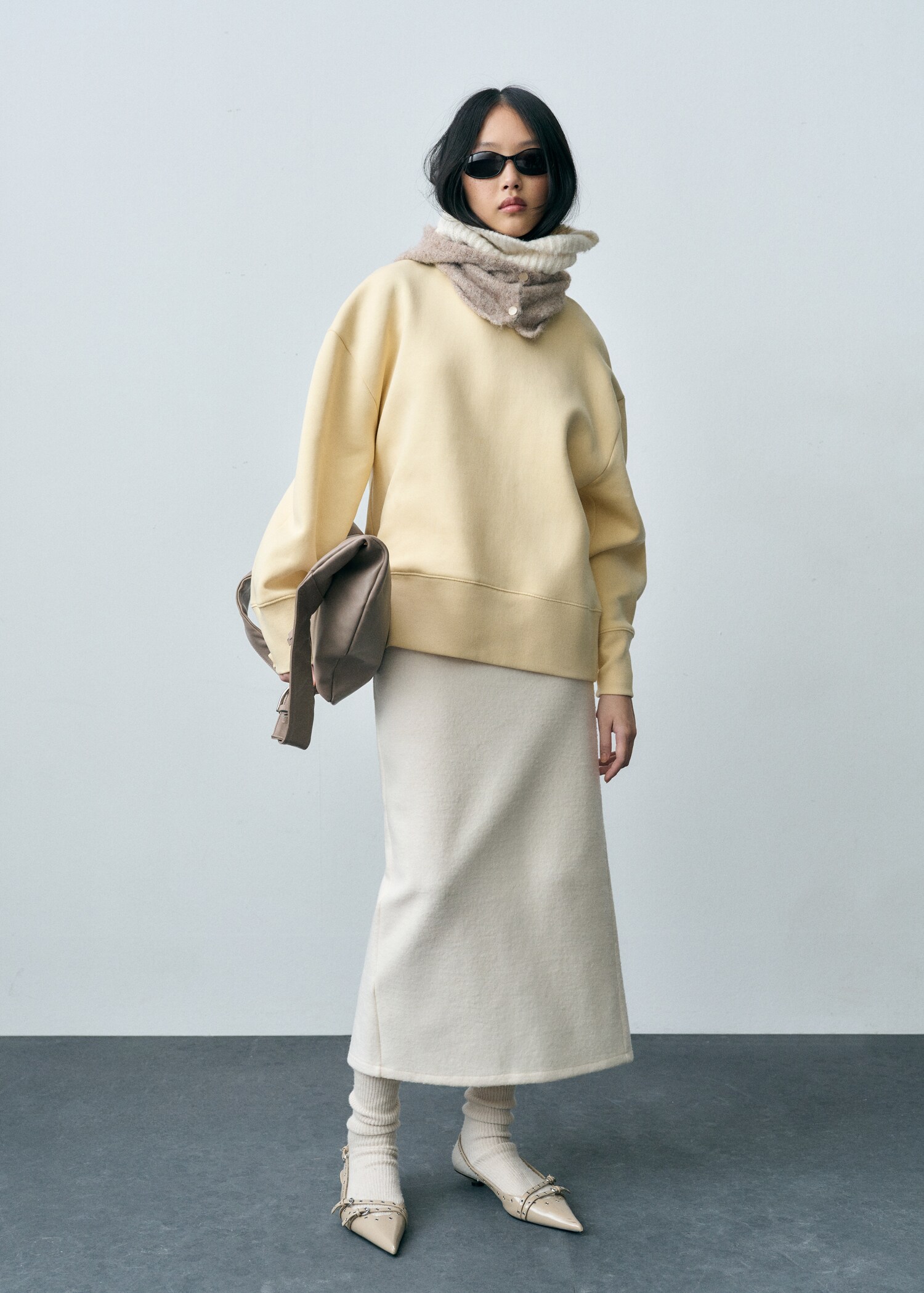 Katoenen oversized sweatshirt - Overzichtstekening