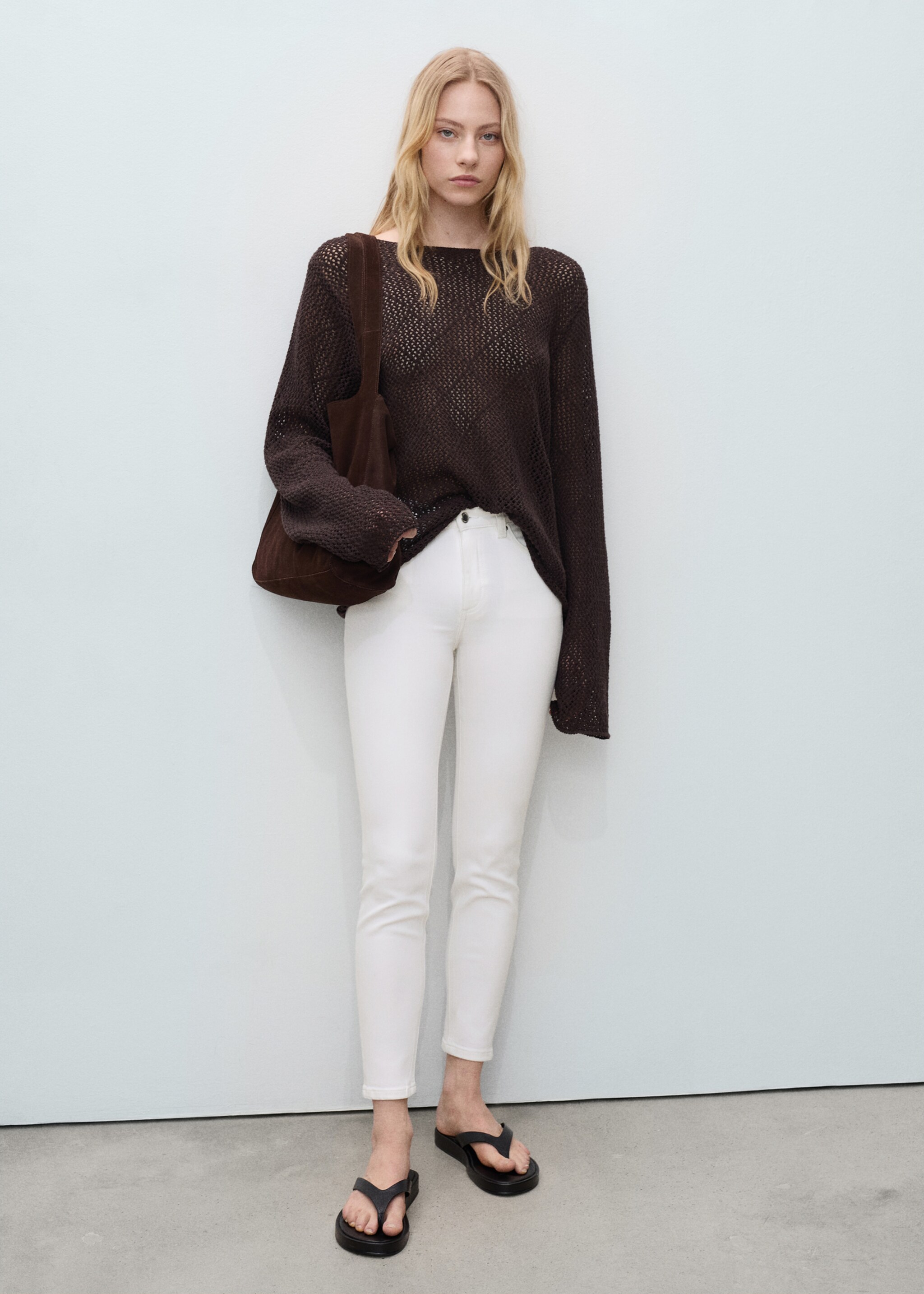 Mid-rise skinny jeans - General plane, White. Ref: 87054070-00.