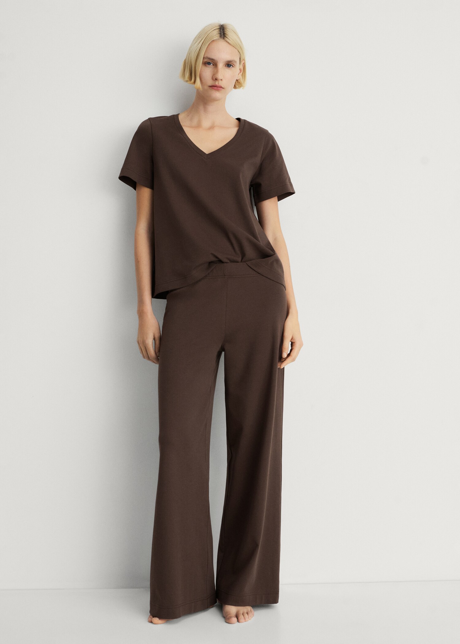 Plain cotton pyjama trousers - General plane