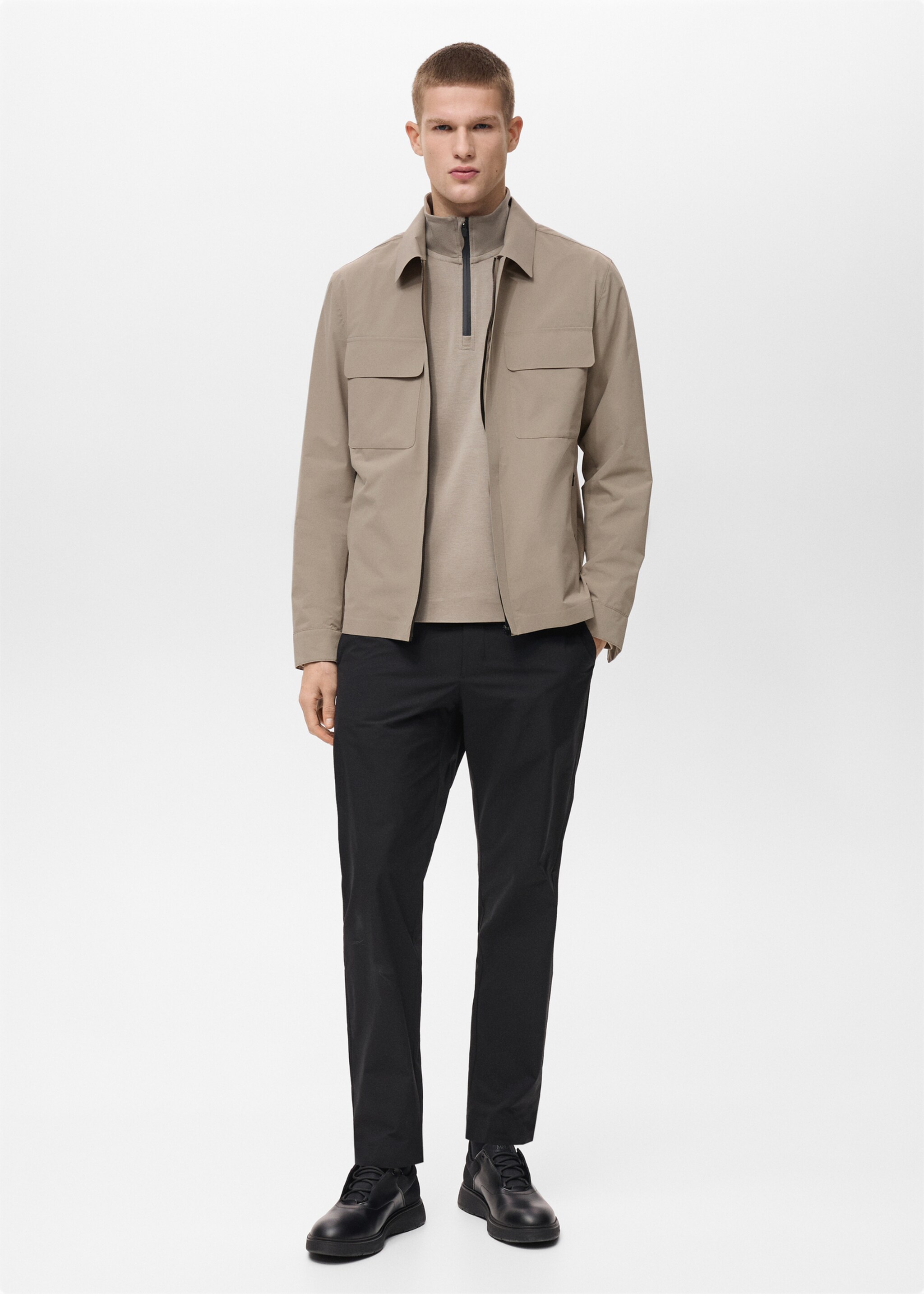 Water-repellent jacket with pockets - General plane, Medium Brown. Ref: 87054389-00.