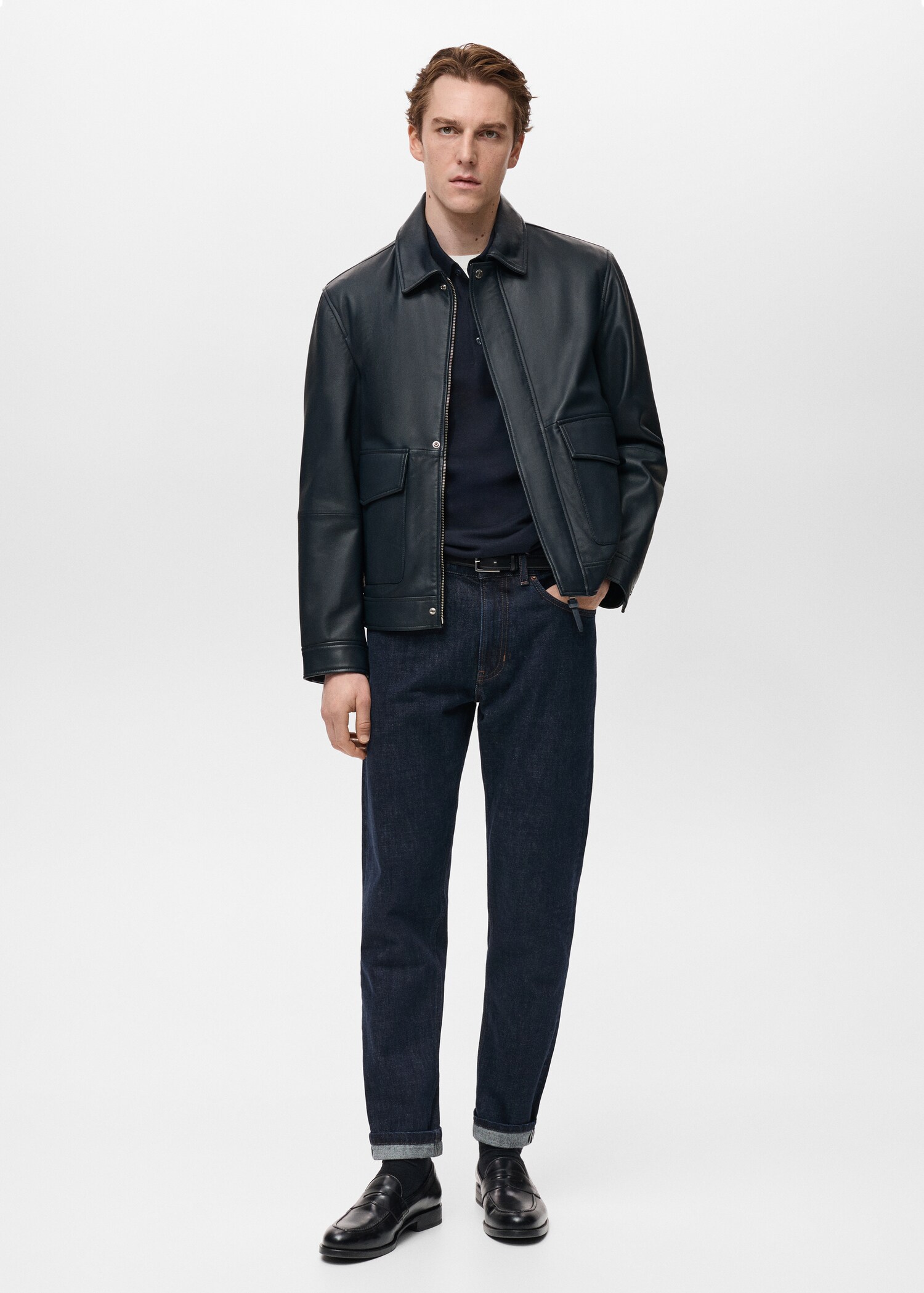 Nappa leather jacket with pockets - General plane