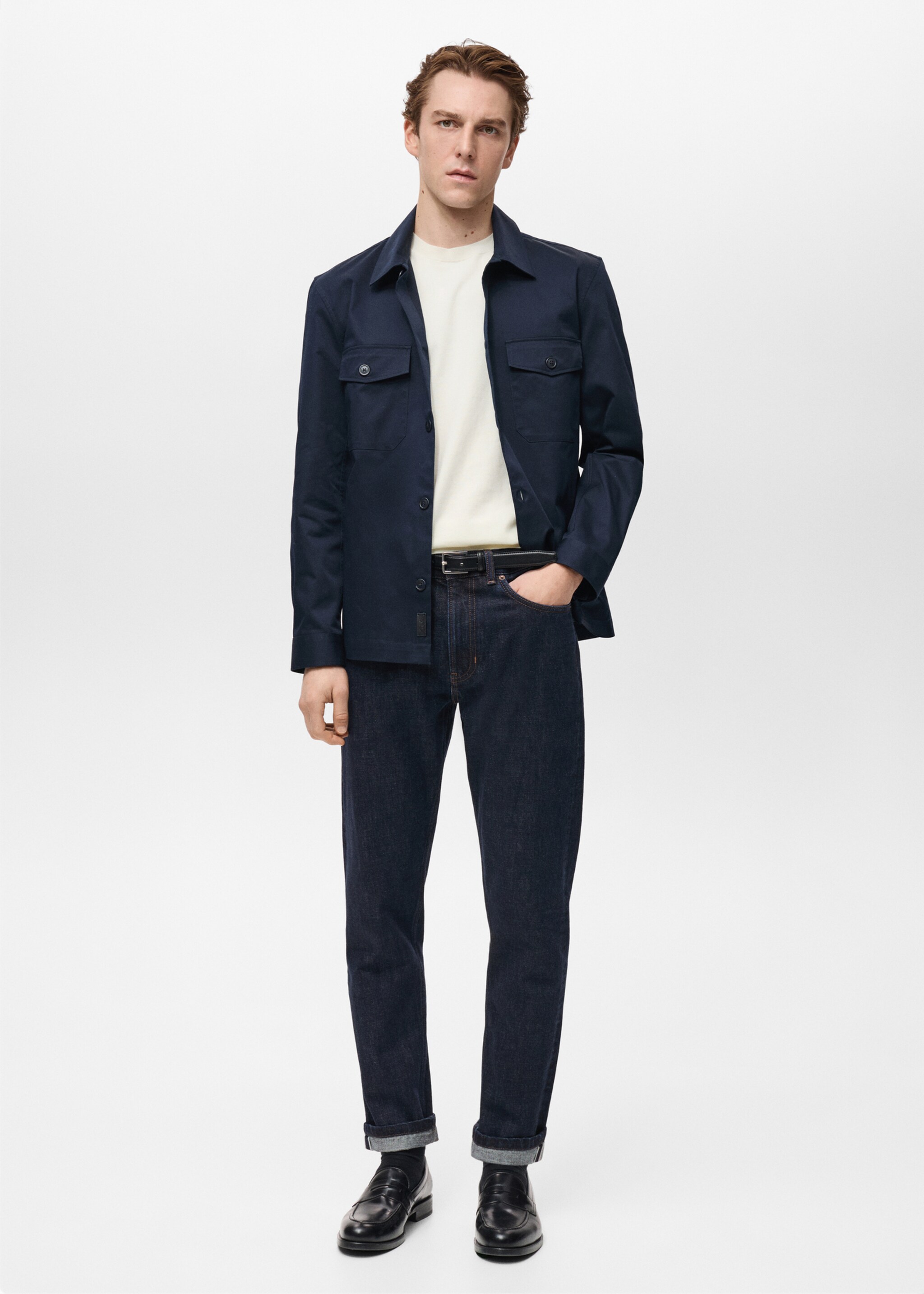 Tapered-fit selvedge jeans - General plane, Open Blue. Ref: 87054394-00.